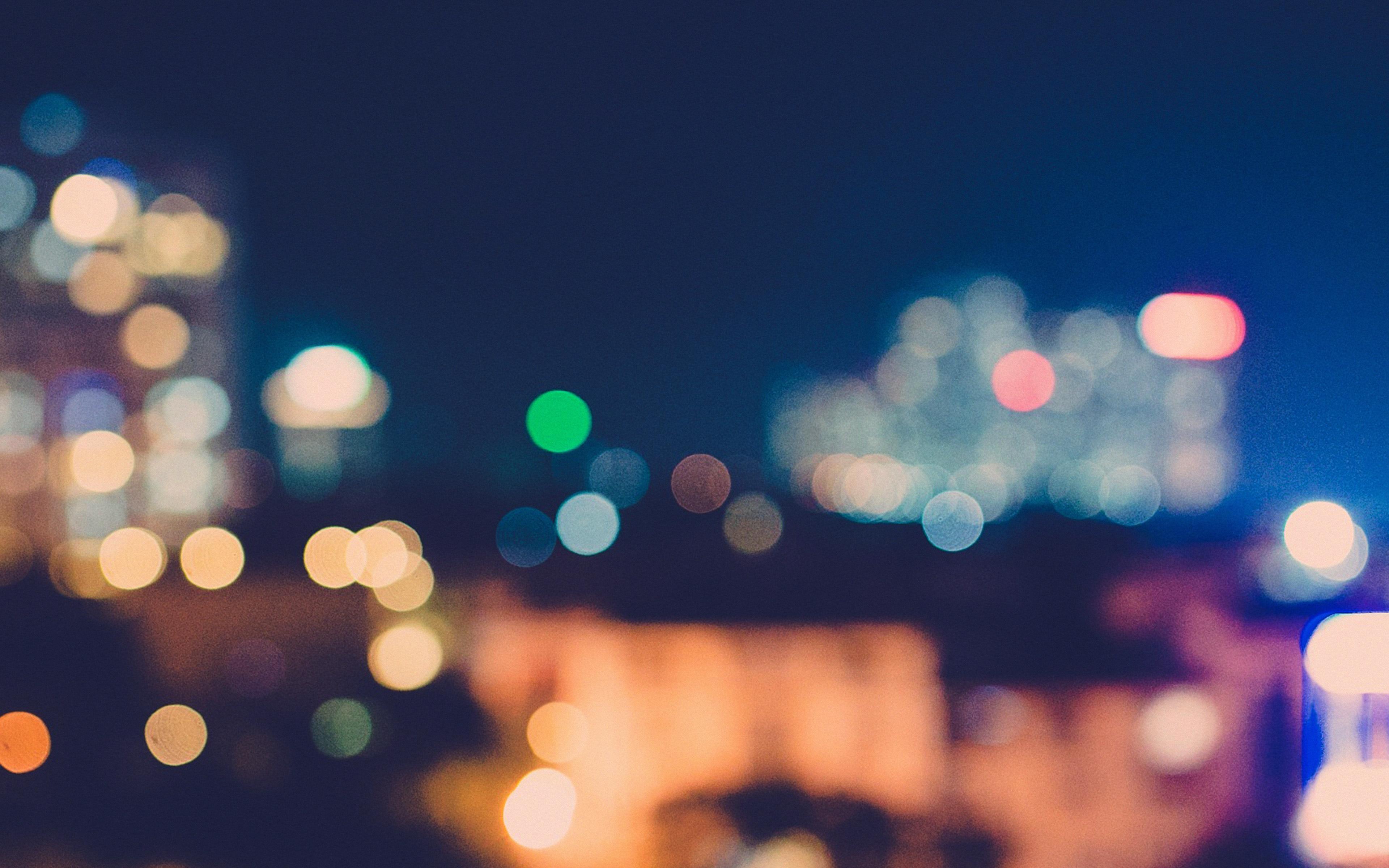 3840x2400 Bokeh City Night Light Art Blue Pattern Wallpaper