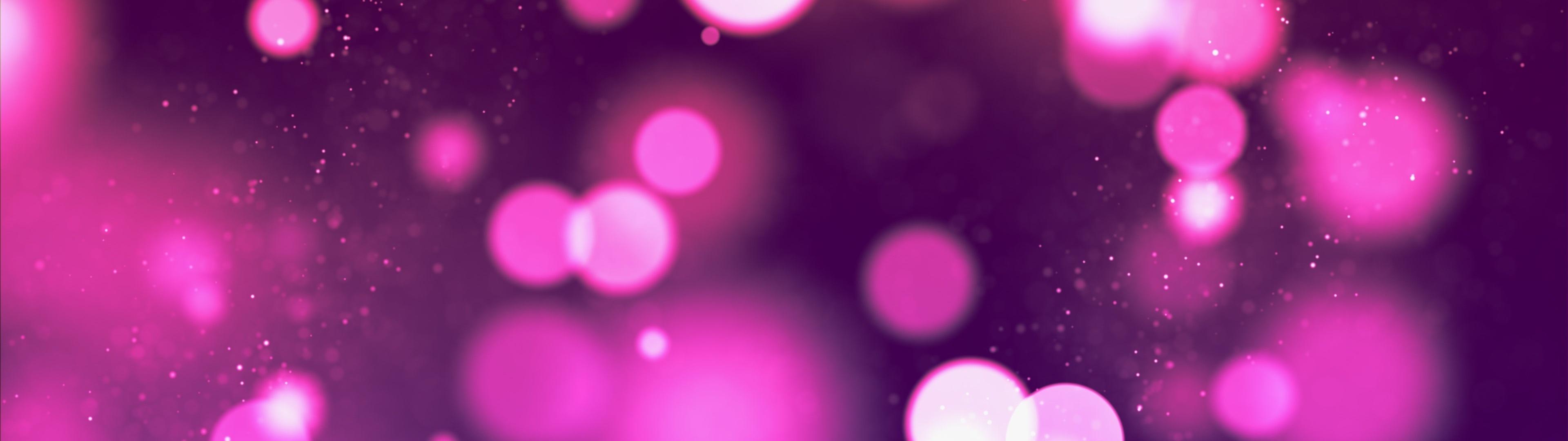 3840x1080 Bokeh Wallpaper 4K, Purple, Pink, Sparkles, Abstract