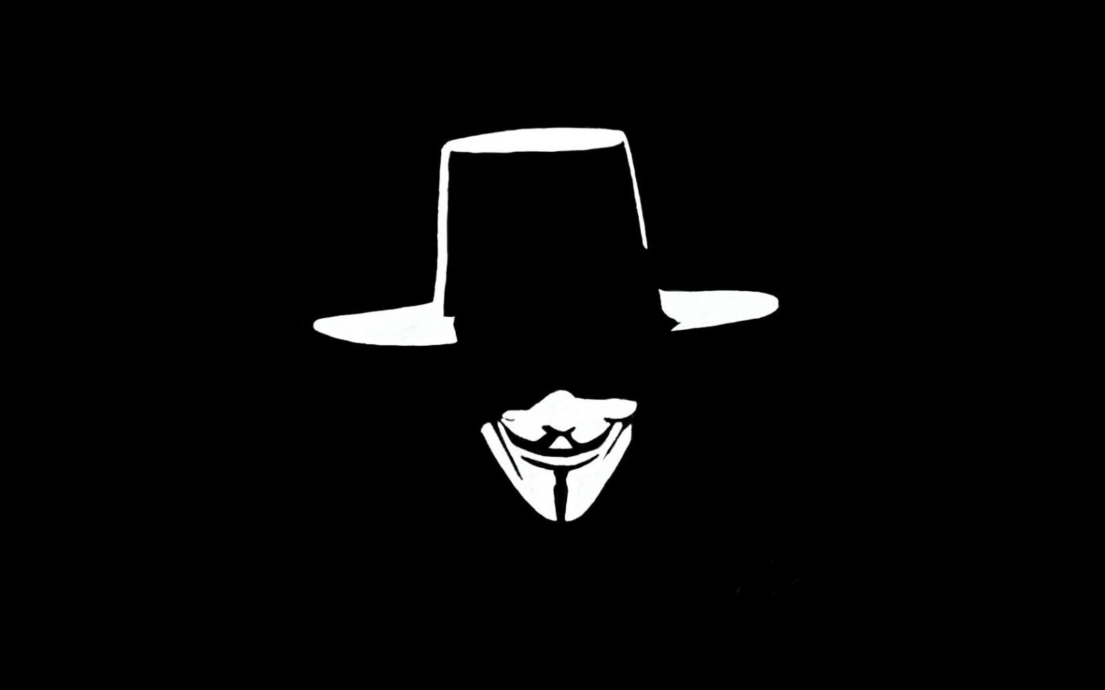 1600x1000 illustration, minimalism, mask, logo, Guy Fawkes, V for Vendetta, brand, Guy Fawkes mask, black and white, monochrome photography, font. Mocah HD Wallpaper