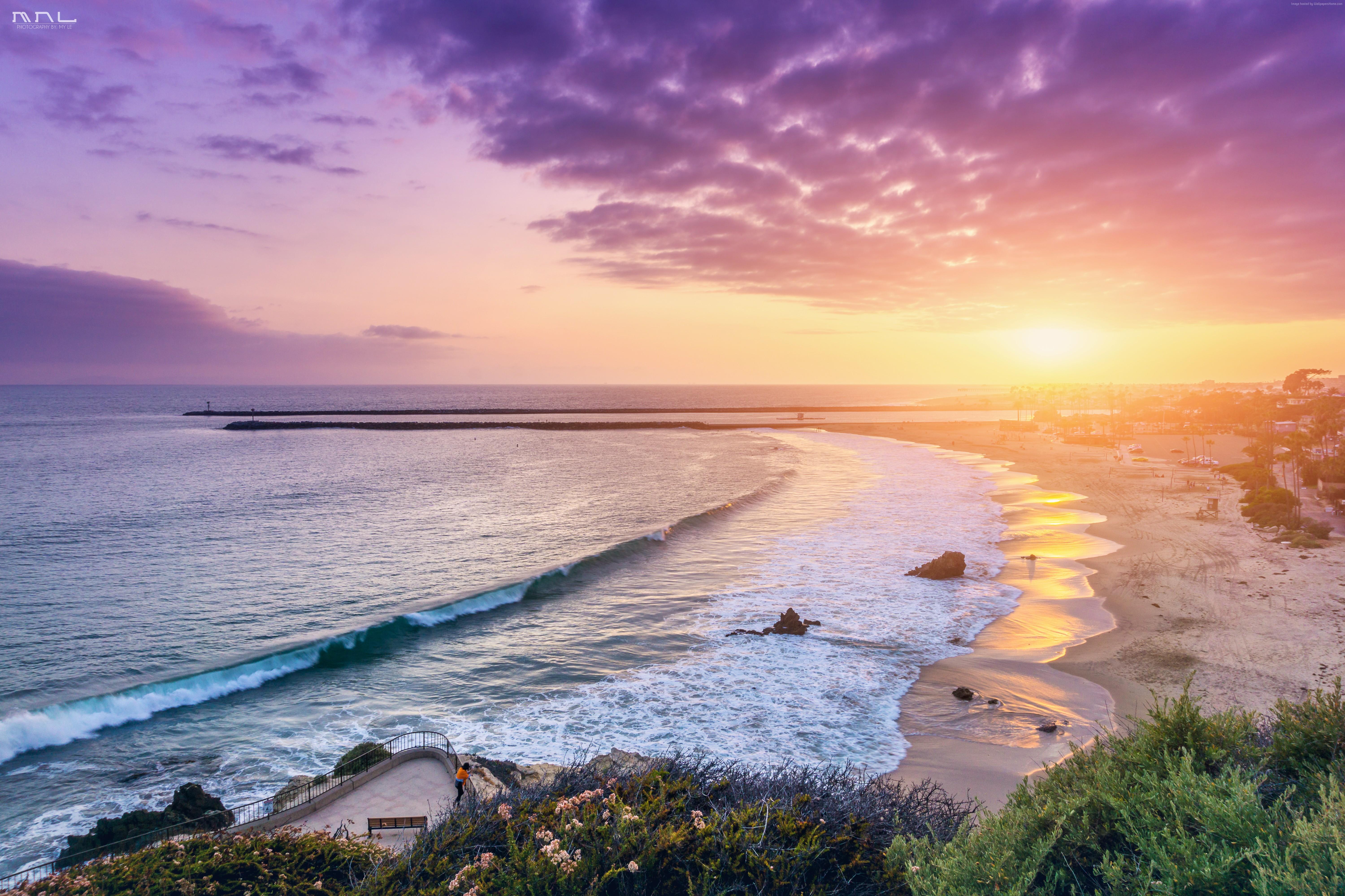6000x4000 k, #travel, #Corona Del Mar, #Best Beaches in the World, #sunrise, k, k wallpaper, #California. USA, #tourism, #sea, #sunset. Mocah HD Wallpaper