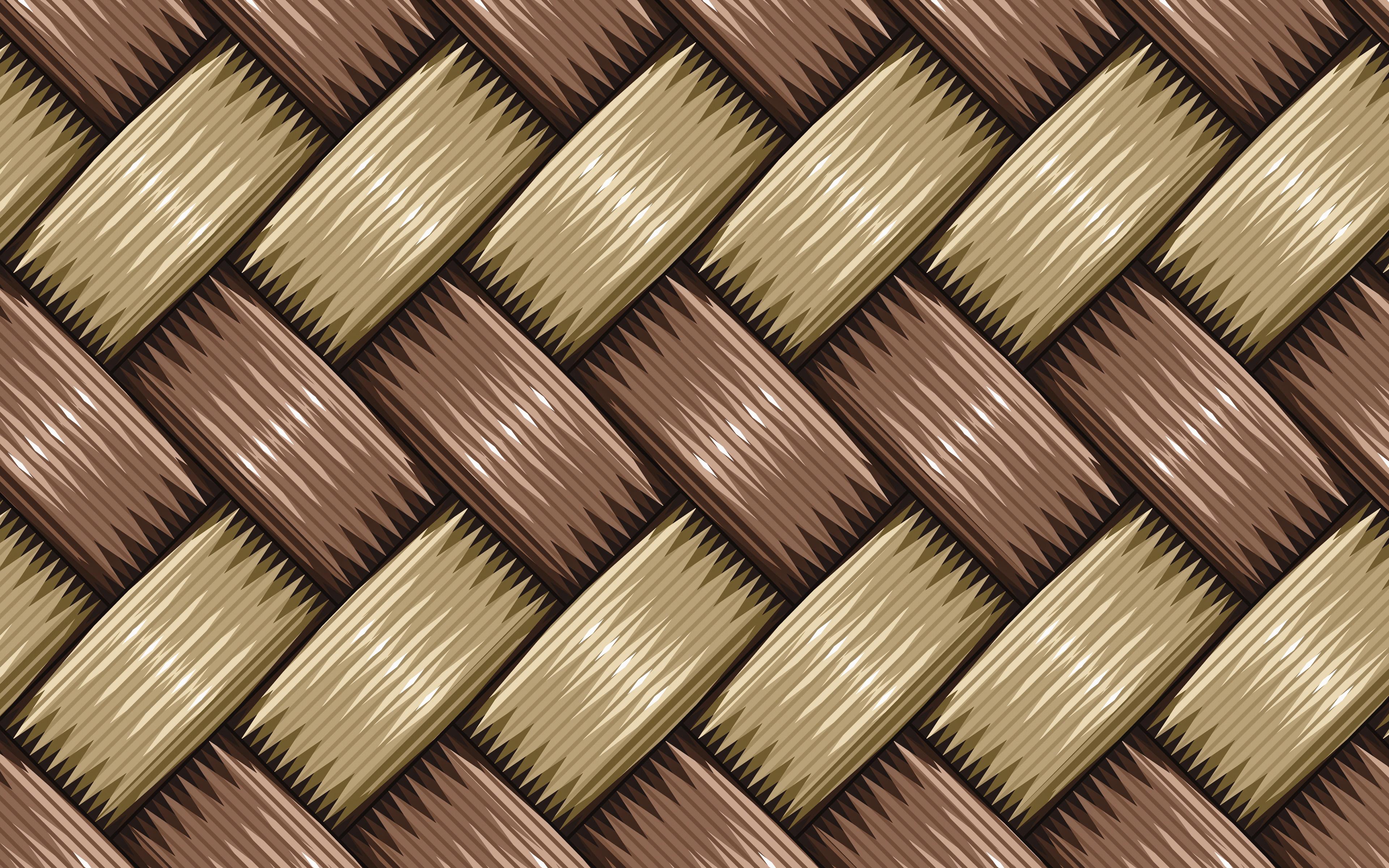 3840x2400 Download wallpaper 4k, wooden weaving texture, 3D art, brown wickerwork background, wickerwork, 3D textures, wooden background, macro, wickerwork textures, brown background, weaving textures for desktop with resolution 3840x2400. High Quality HD