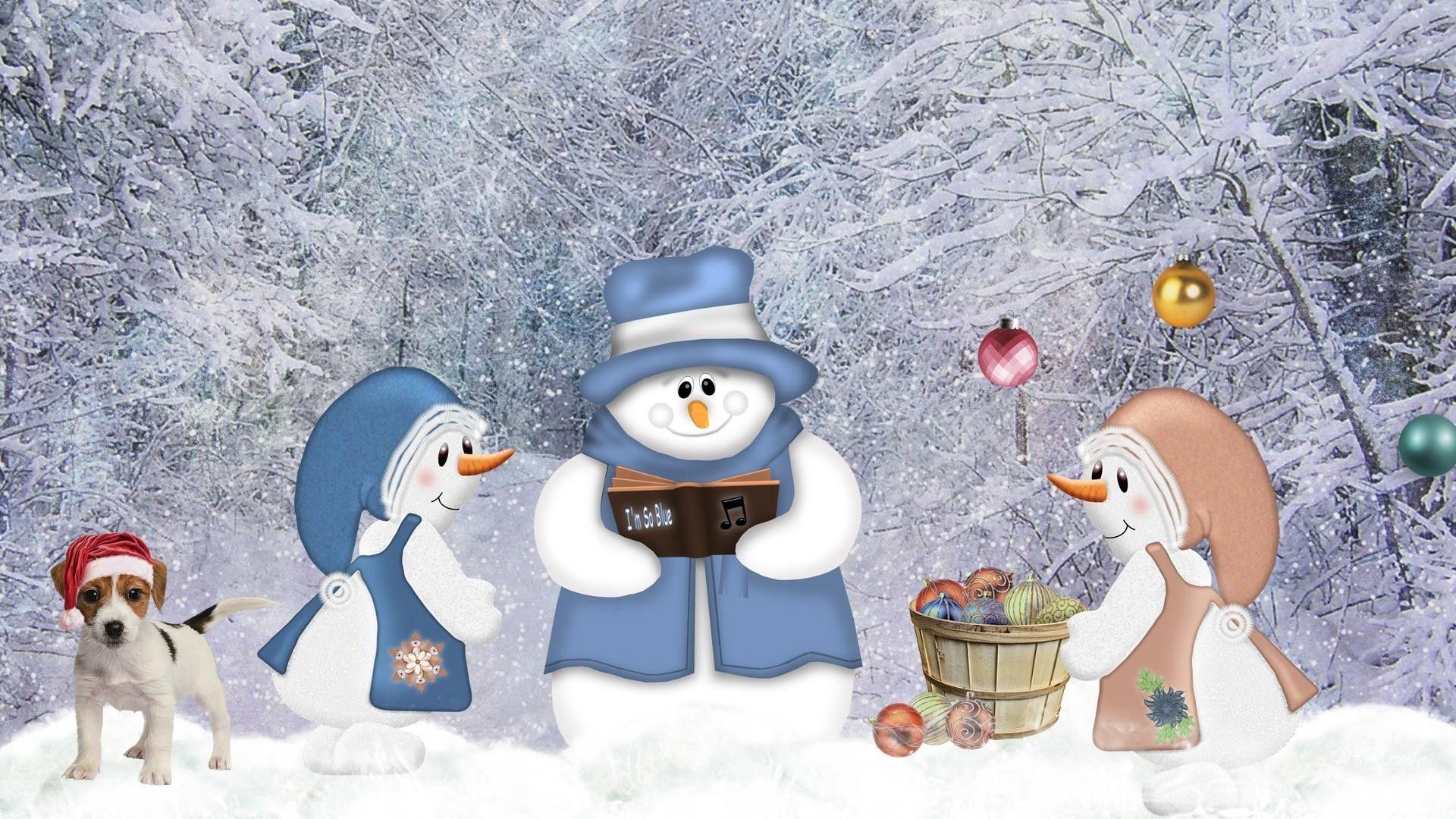 1920x1080 Country Snowman Desktop Wallpaper