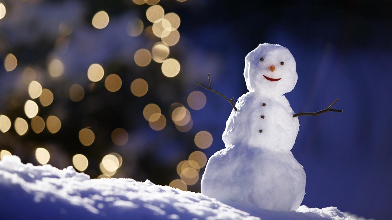 1366x768 Aesthetic cute snowman Christmas HD computer wallpaper 16