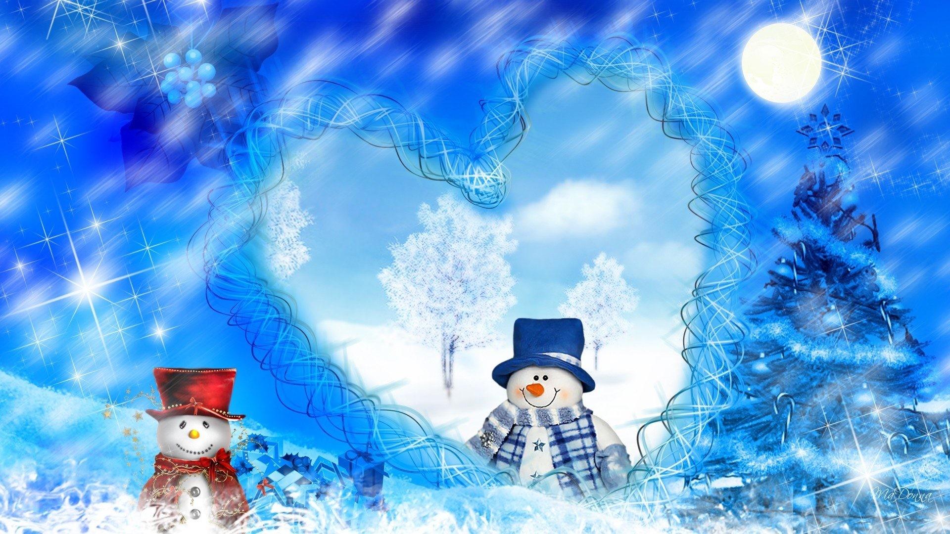 1920x1080 Winter Snowman Desktop Wallpaper