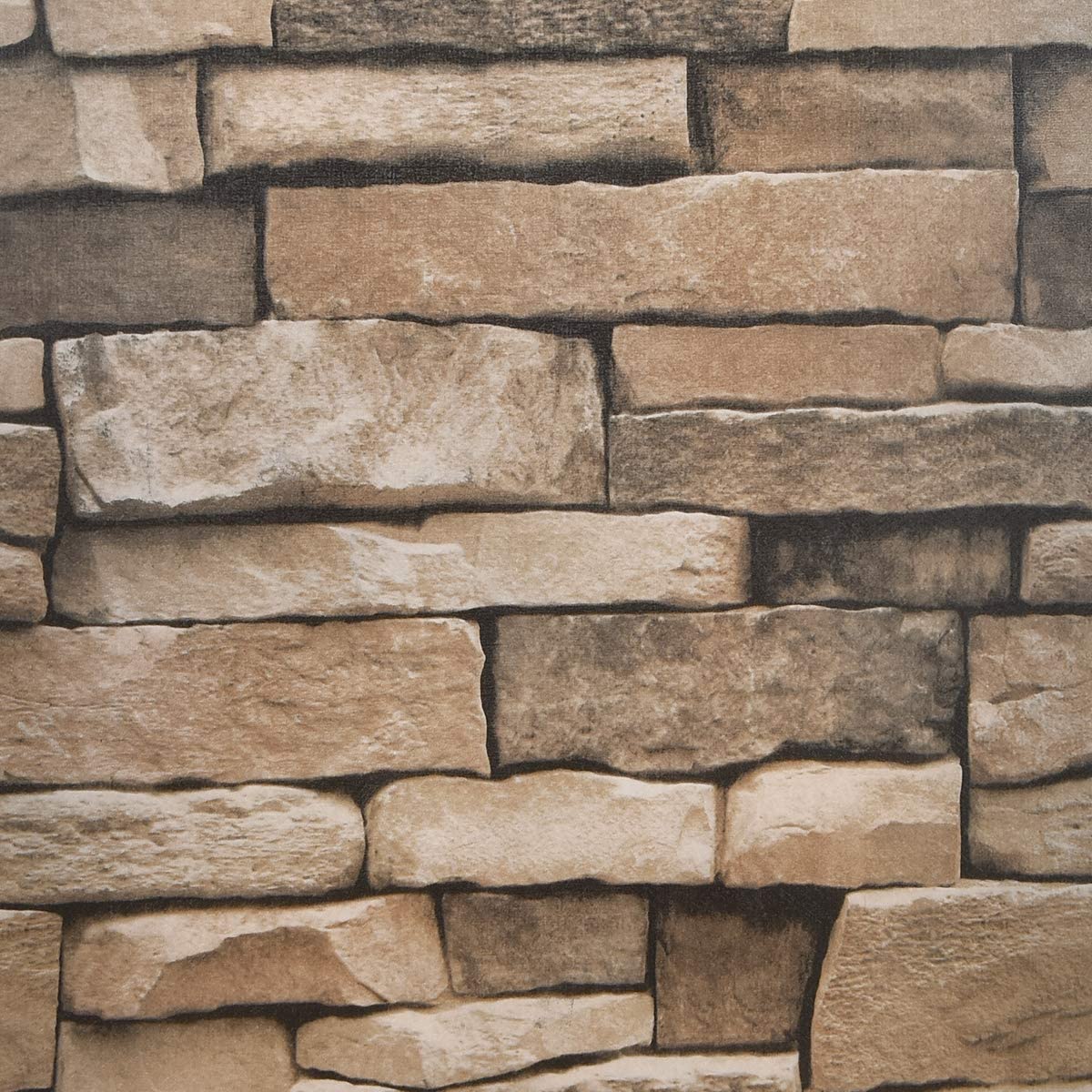 1200x1200 Melwod Stone Peel and Stick Contact Paper 17.71 x 118 Faux Textured Stone Look Wallpaper 3D Effect Stone Brick Wallpaper Self Adhesive Removable Wall Covering for Livingroom Fireplace Kitchen Walls