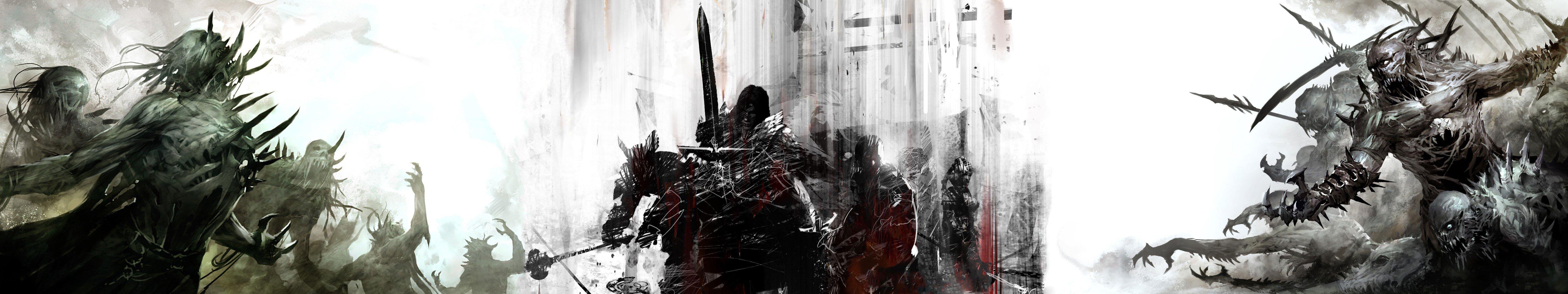 5760x1080 Triple monitor screen wallpaper skulls undead guild wars 2 wallpaperx1080