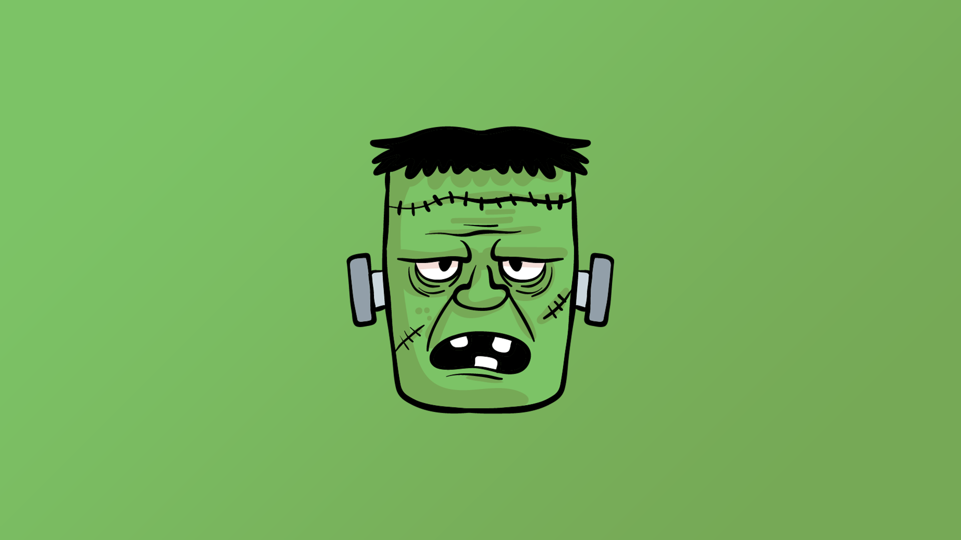 1920x1080 scars, green background, Frankenstein, simple background, digital, Monster of Frankenstein, green. Mocah HD Wallpaper
