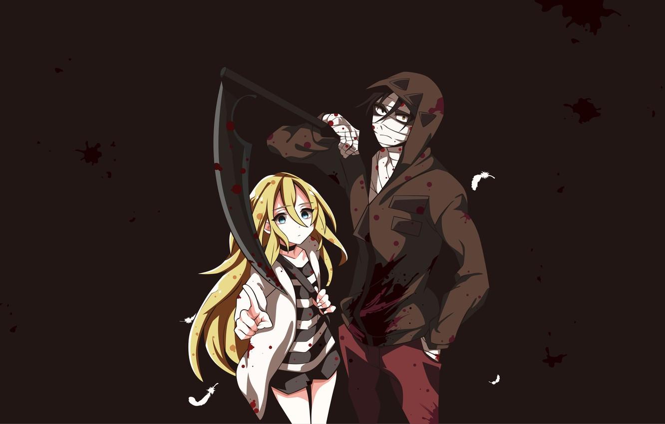 1332x850 Wallpaper girl, weapons, background, braid, guy, Angel bloodshed, Satsuriku no Tenshi image for desktop, section сёнэн