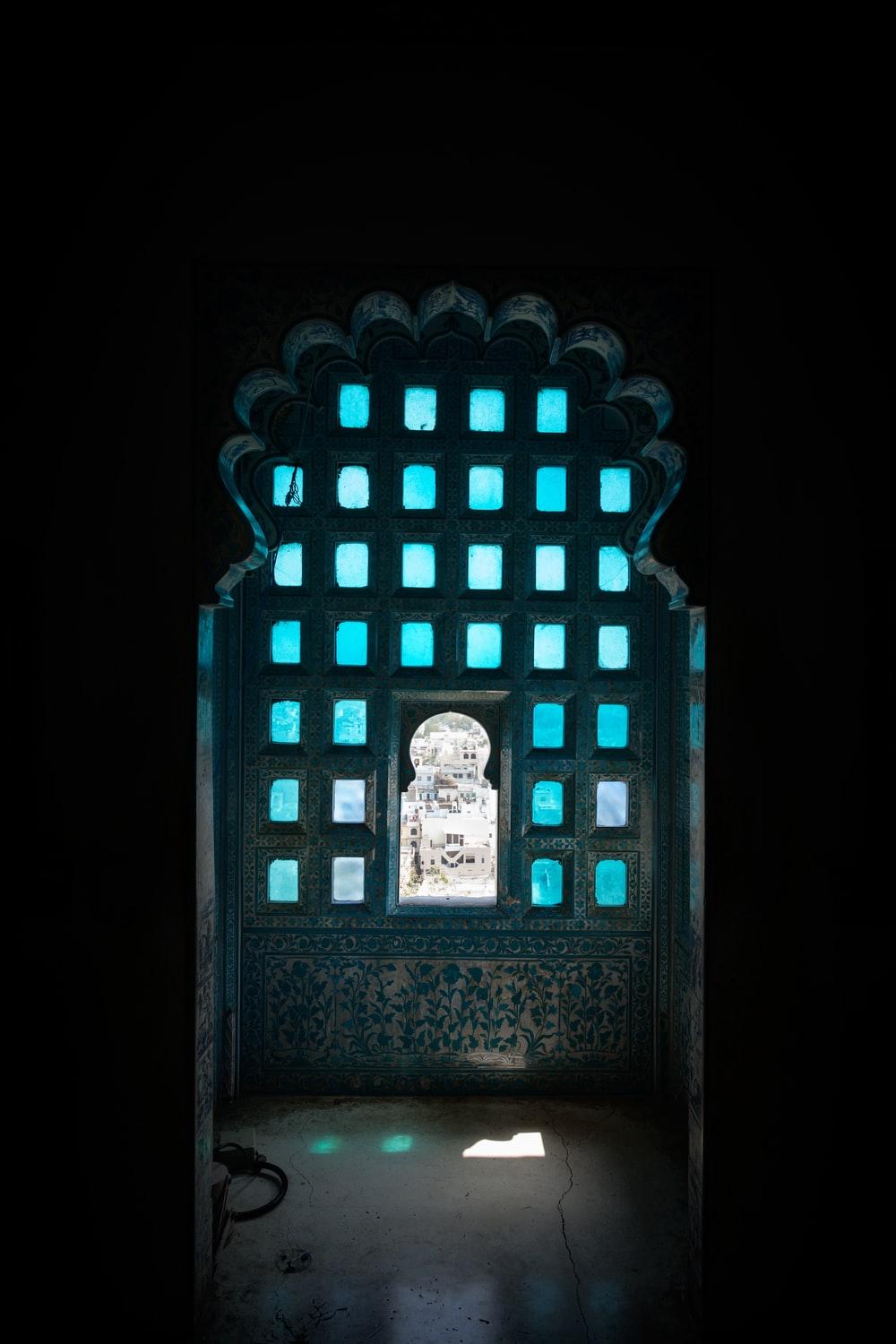 1000x1500 blue and black metal door photo