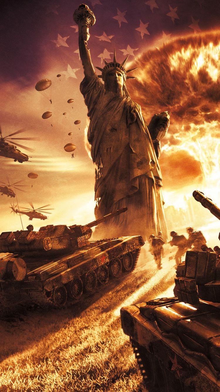 750x1334 Download Wallpaper 750x1334 World in conflict, Explosion, Statue