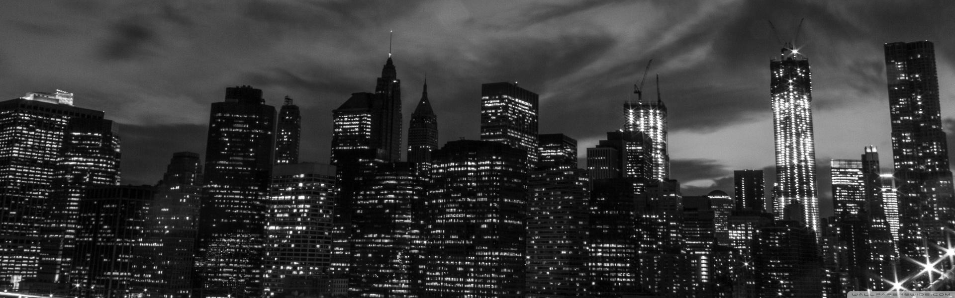 1920x600 New York City Black And White At Night Ultra HD Desktop Background Wallpaper for : Widescreen & UltraWide Desktop & Laptop : Multi Display, Dual Monitor : Tablet
