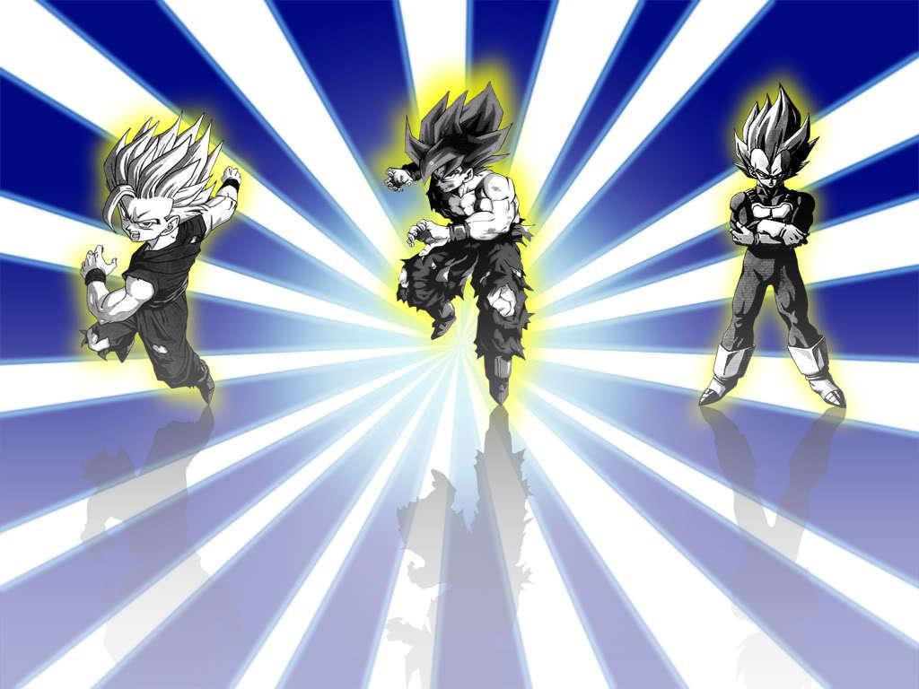 1024x768 Ssj Goku, Vegeta And Gohan Ball Z Goku