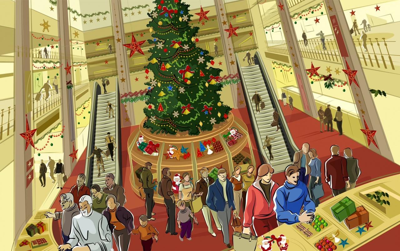 1280x804 Mall During Christmas Wallpaper Shopping Mall