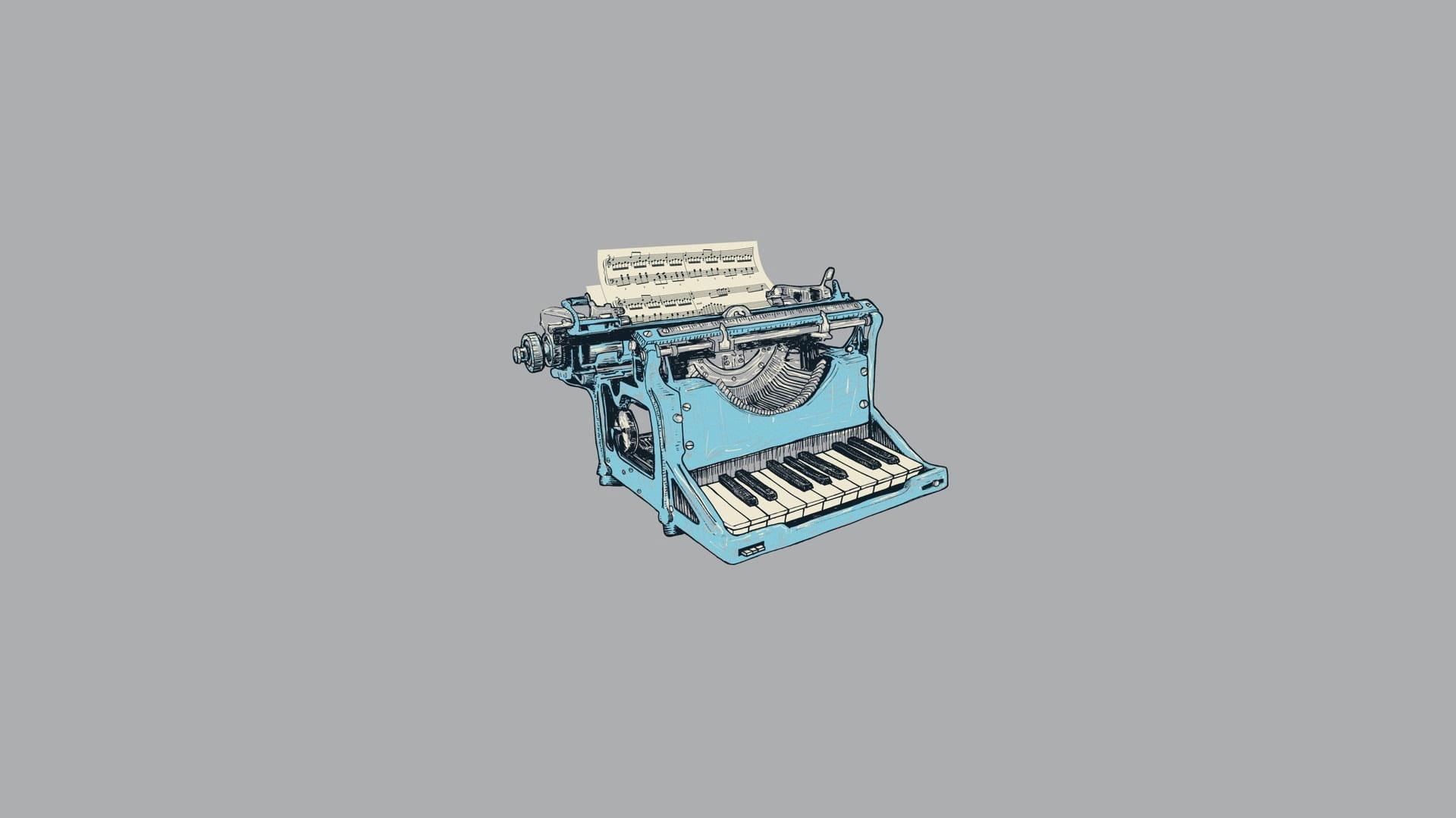 1920x1080 Blue and white typewriter piano vector art wallpaper, digital art, minimalism • Wallpaper For You HD Wallpaper For Desktop & Mobile