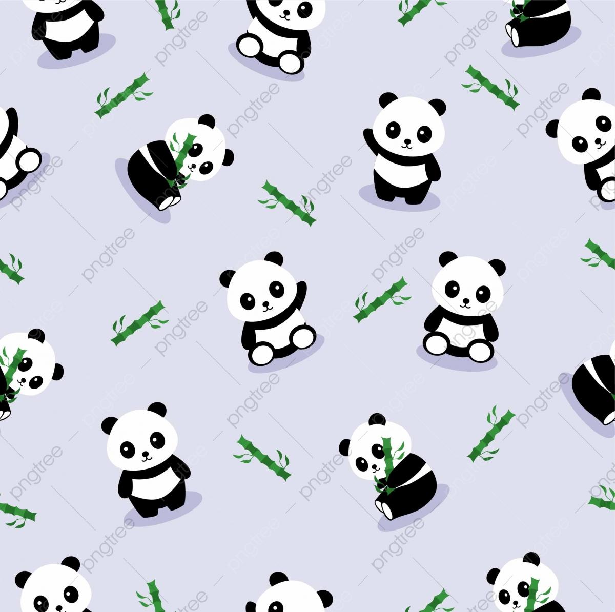 1200x1194 Cute Panda Cartoon Illustration Seamless Pattern Background Vector, Animal, Art, Asia Background Image for Free Download