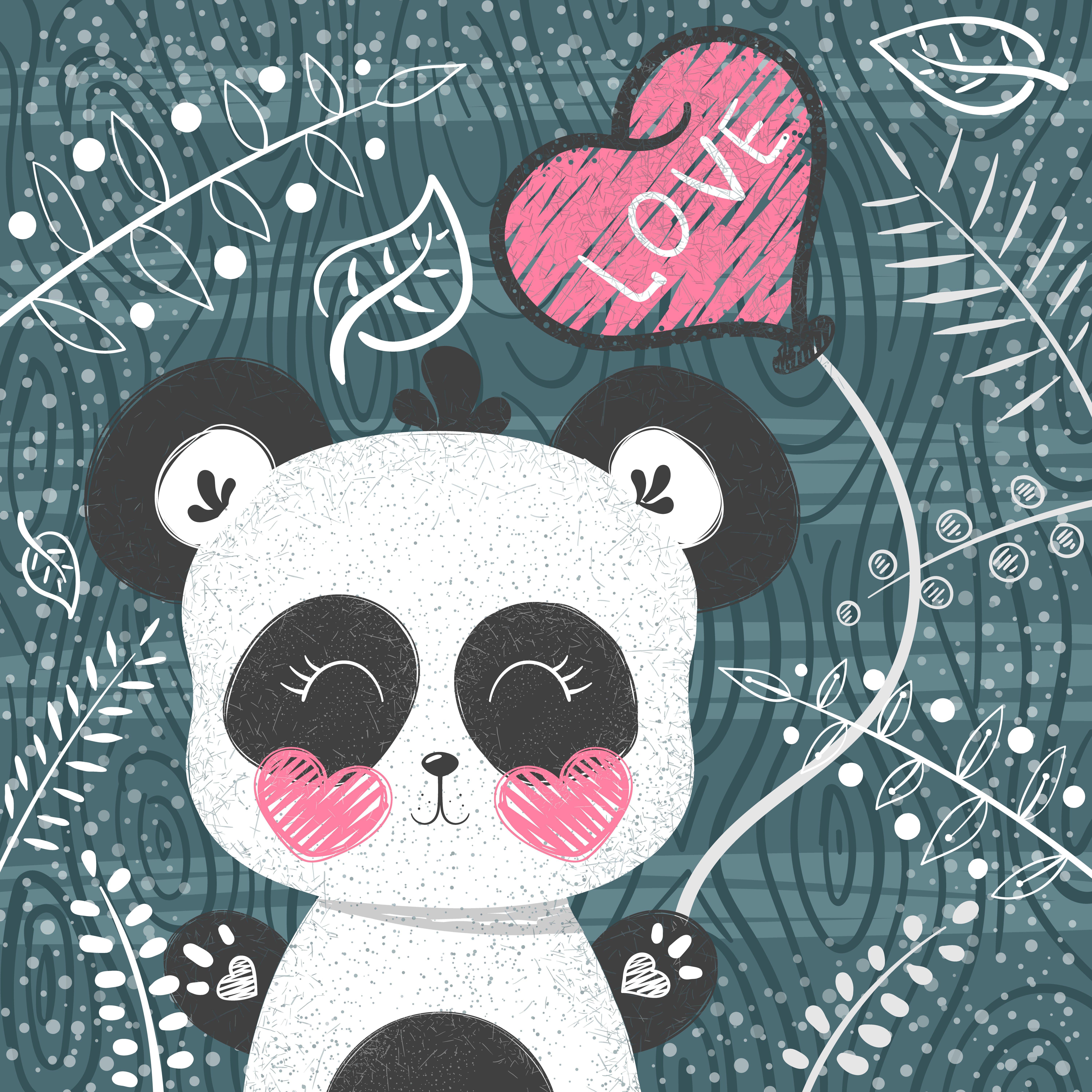 6000x6000 Cute panda pattern princess