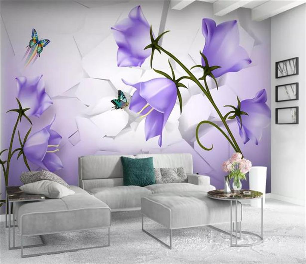 1024x885 Custom Mural Wallpaper 3D Beautiful Dreamy Purple Flower Butterfly 3D Living Room Bedroom Background Wall Decoration Wallpaper From Yunlin $12.06