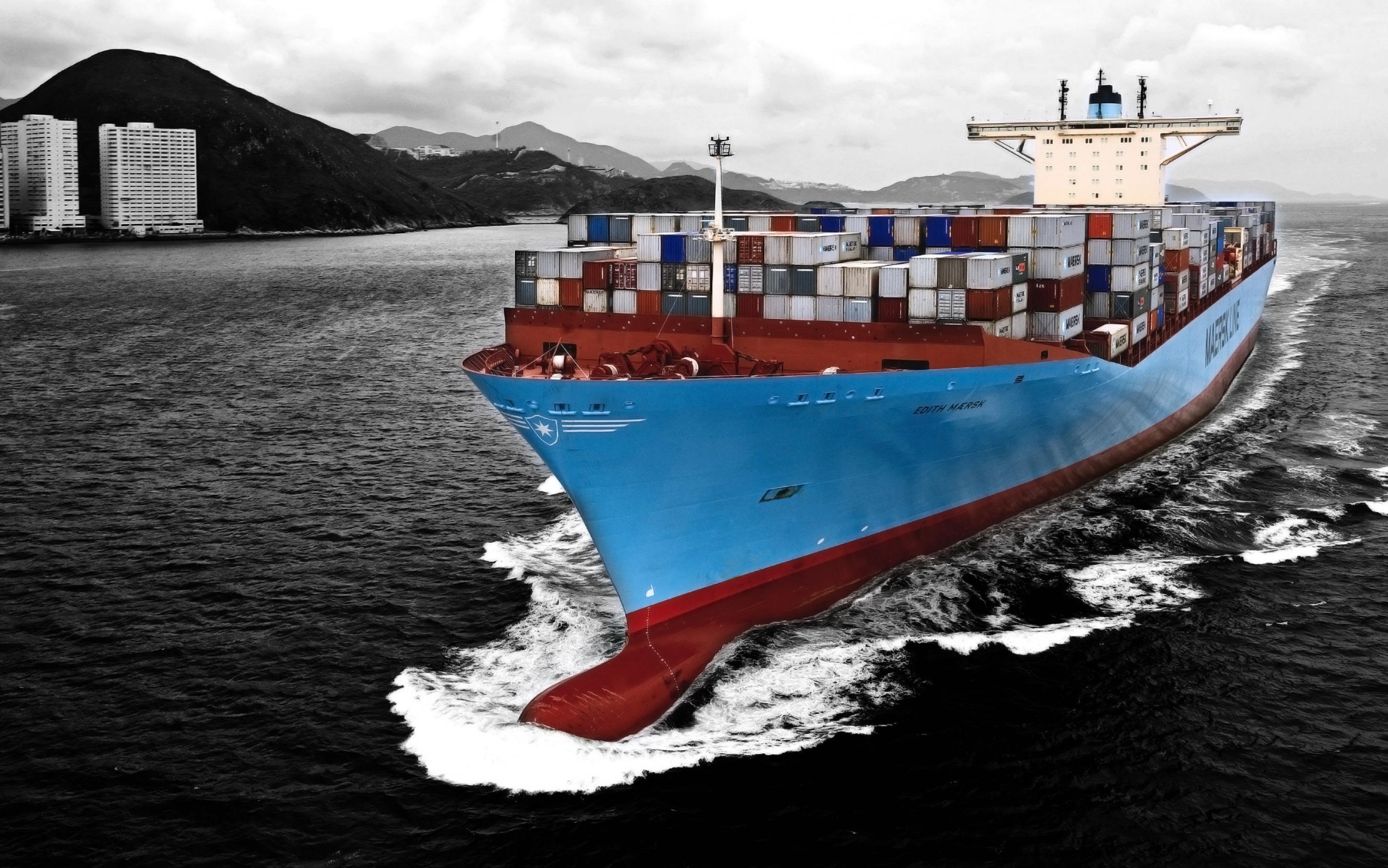 2880x1800 Download wallpaper Edith Mærsk, container ship, container shipping, container delivery, big ship, delivery concepts, Maersk Line for desktop with resolution 2880x1800. High Quality HD picture wallpaper