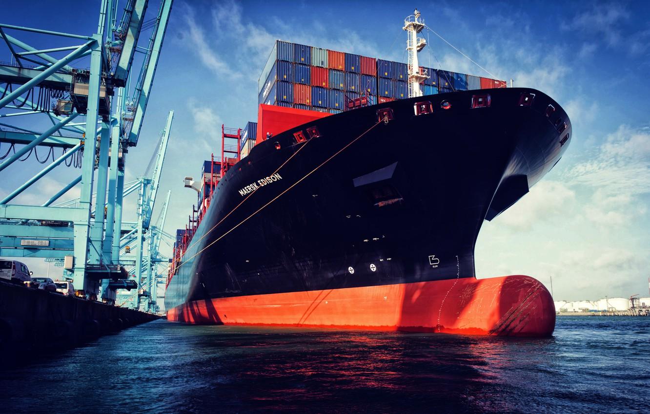 1332x850 Wallpaper Port, The Ship, A Container Ship, Cranes, Port, Tank, Maersk, Maersk Line, Bulb, The Breakwater, Maersk, Container Ship, Edison, M V Maersk Edison, Maersk Edison Image For Desktop, Section другая техника