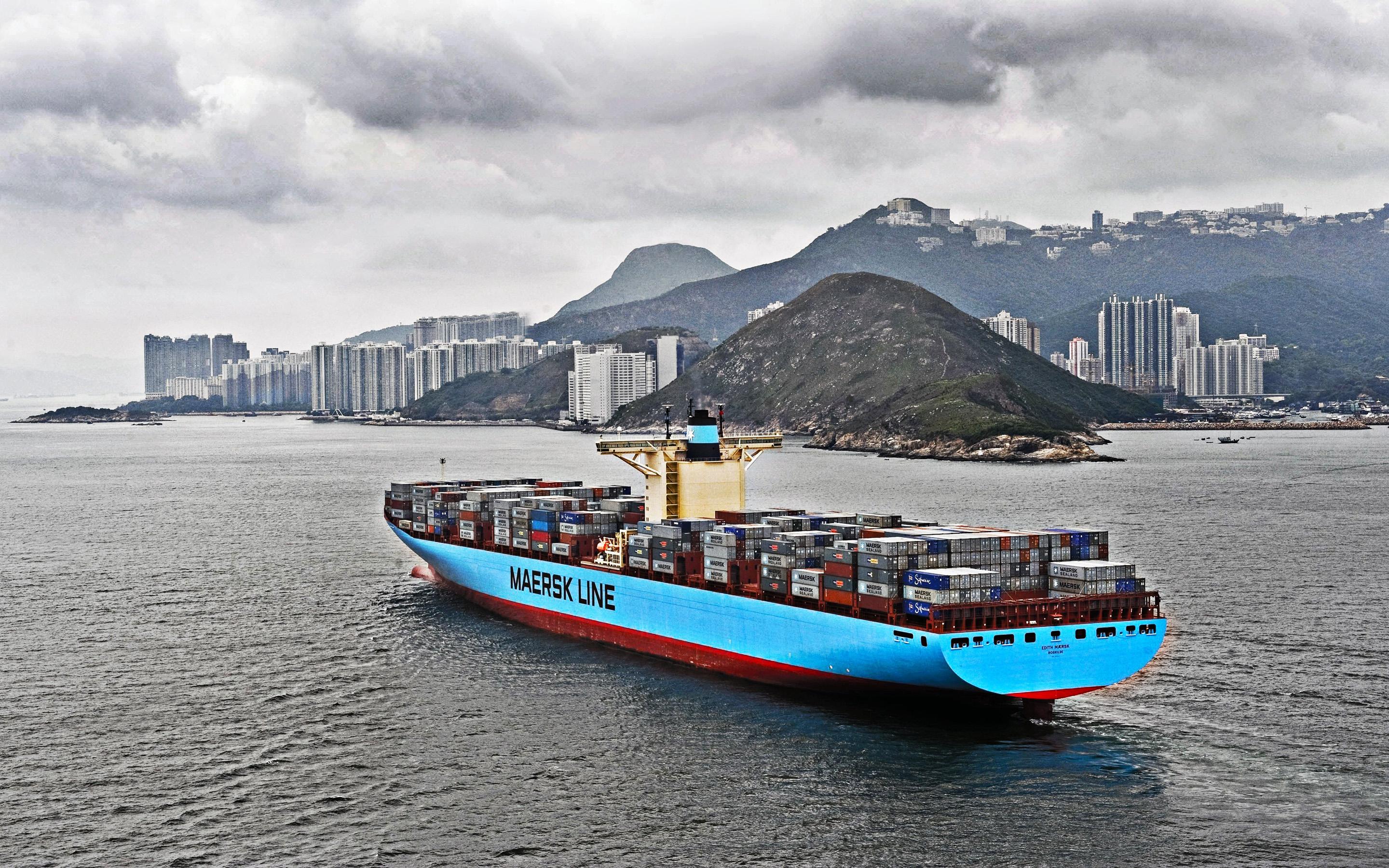 2880x1800 Download wallpaper Edith Mærsk, container ship, Maersk Line, container carrier, cargo ship, Maersk for desktop with resolution 2880x1800. High Quality HD picture wallpaper