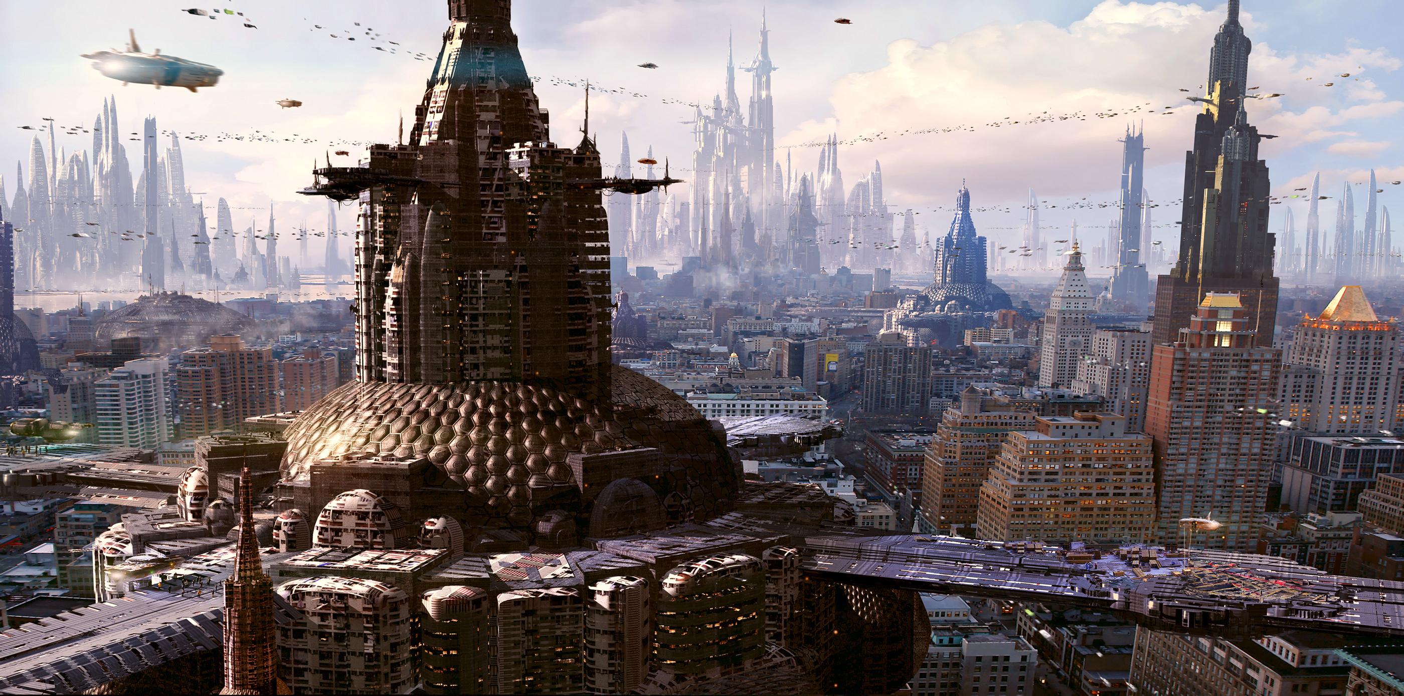 2800x1389 Futuristic City HD Wallpaper and Background Image