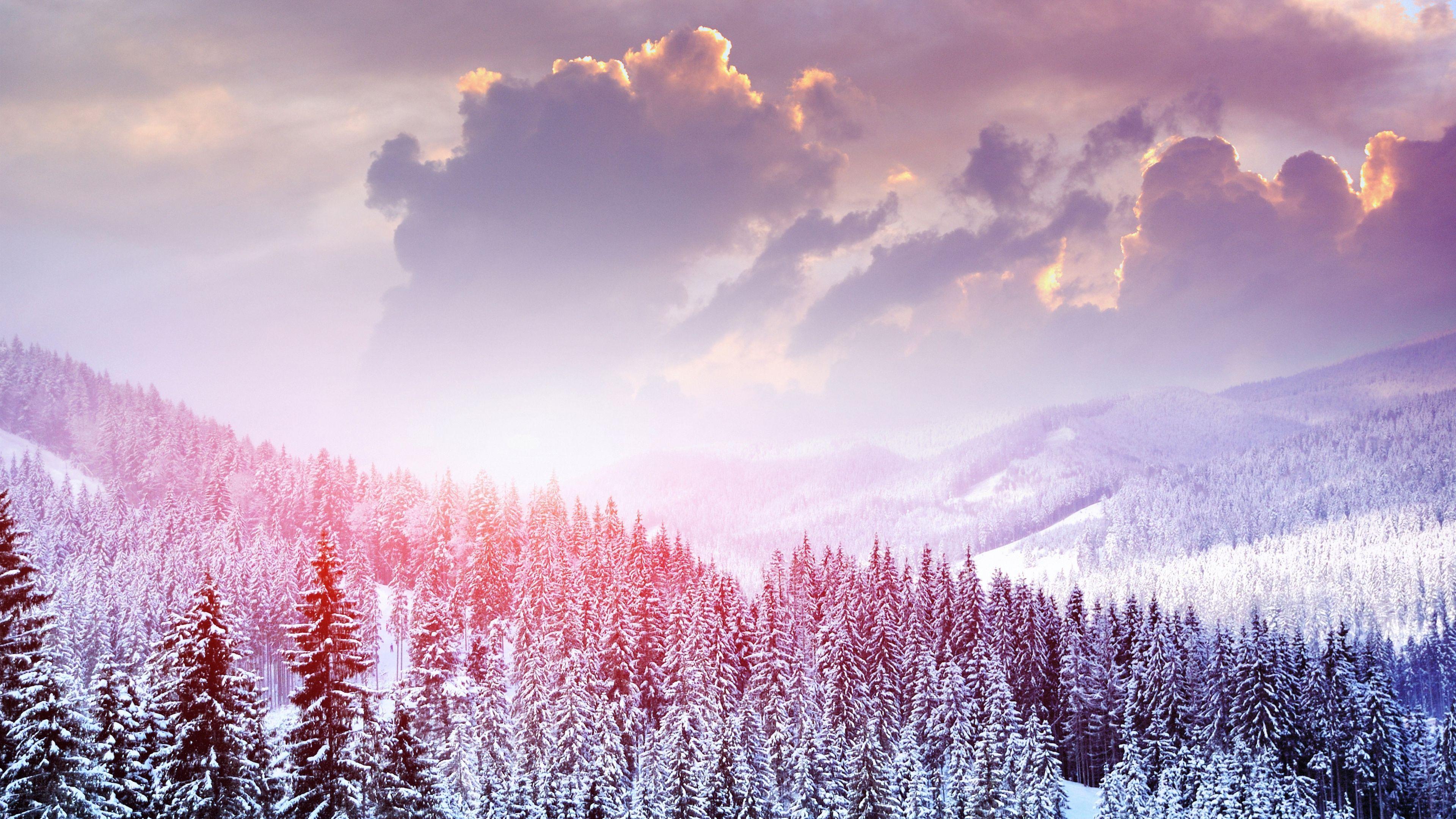 3840x2160 awesome Landscape winter snowy forest. Ideas 2. Winter