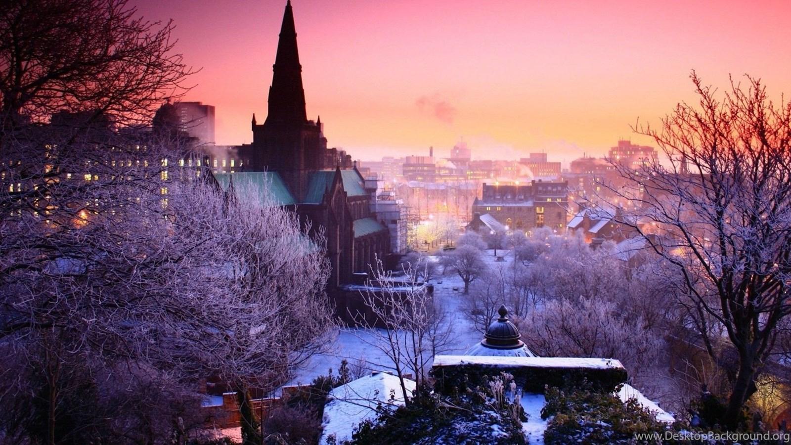 1600x900 Snow Winter City Wallpaper Desktop Background