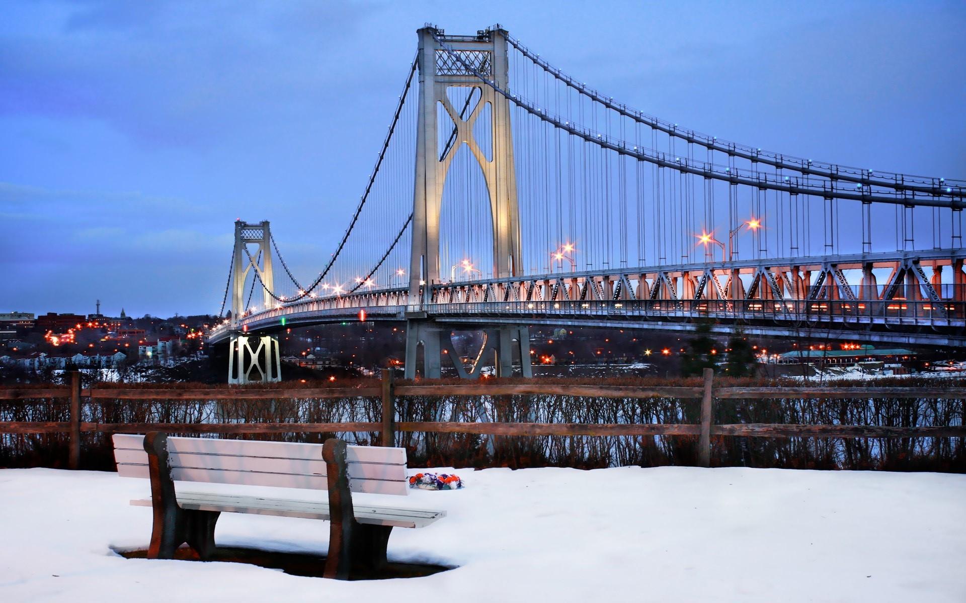 1920x1200 Mid hudson bridge, New york, Nyc, Usa, Winter, Snow wallpaper