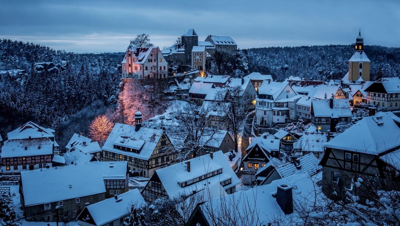 1360x768 Hohnstein City Germany In Winter Snow Desktop Laptop HD Wallpaper, HD City 4K Wallpaper, Image, Photo and Background
