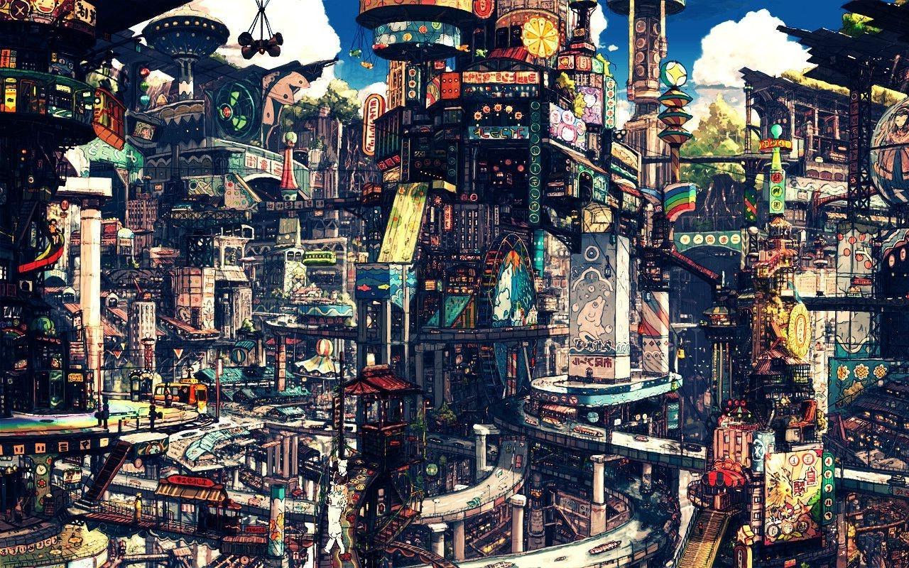 1280x800 digital art cityscape city japanese imperial boy wallpaper