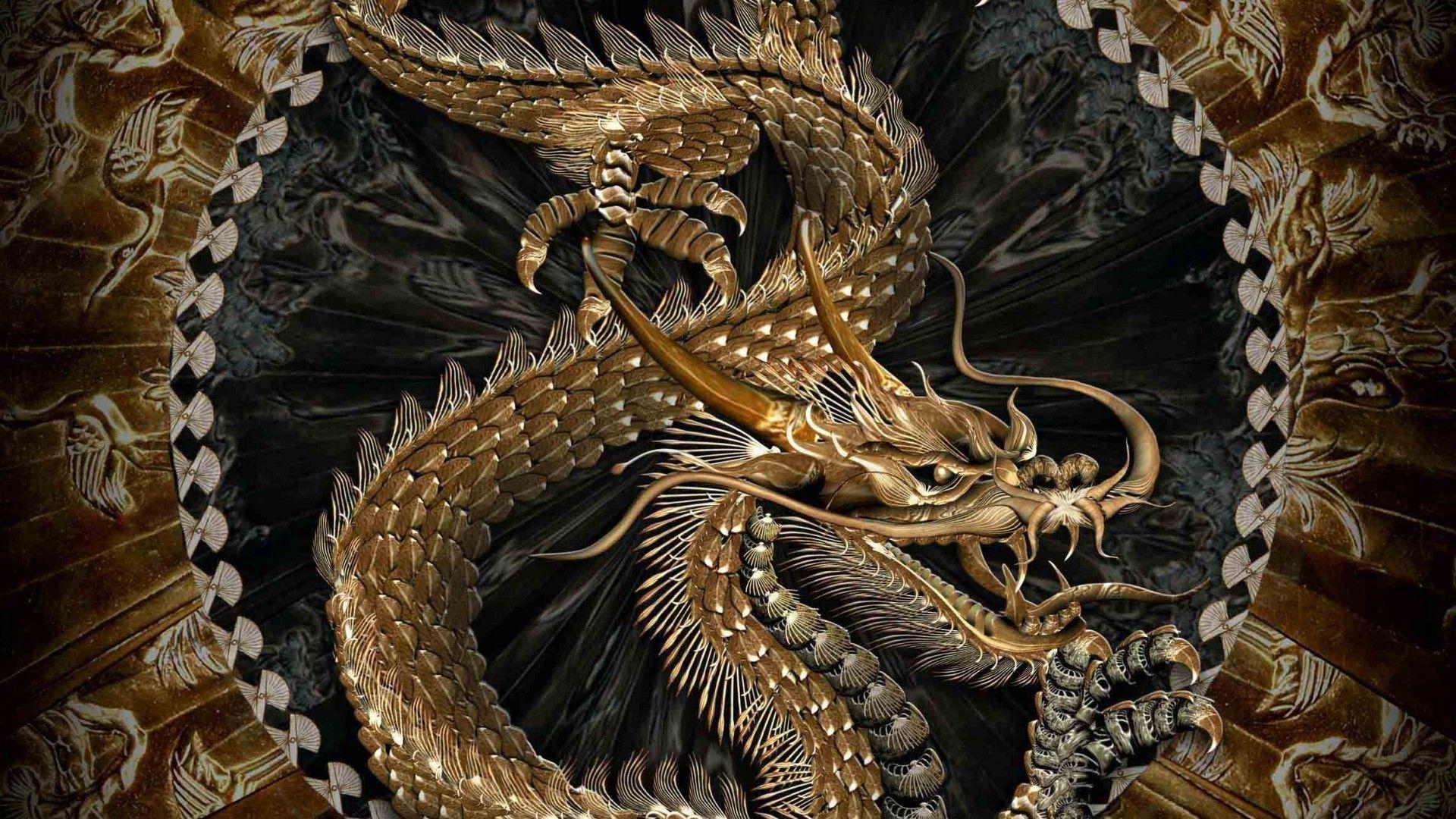 1920x1080 Gold Dragon Wallpaper