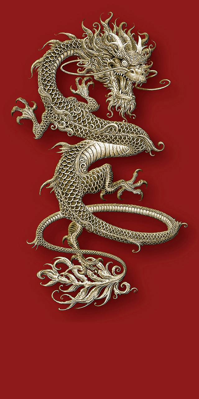 640x1280 Golden Dragon Wallpaper