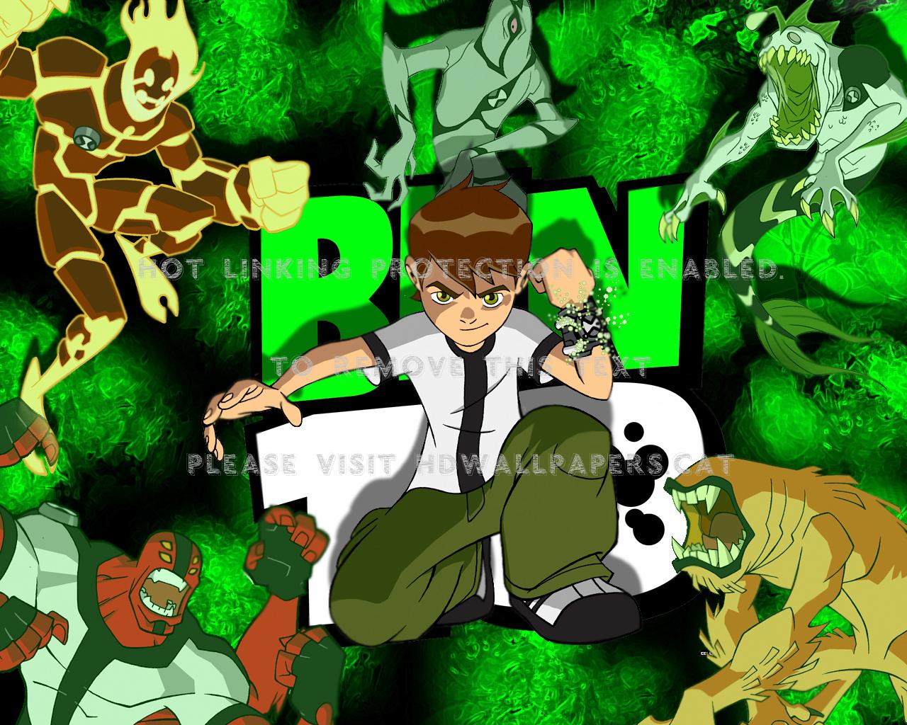 1280x1024 ben 10 four arms heat balst wid ghost freak