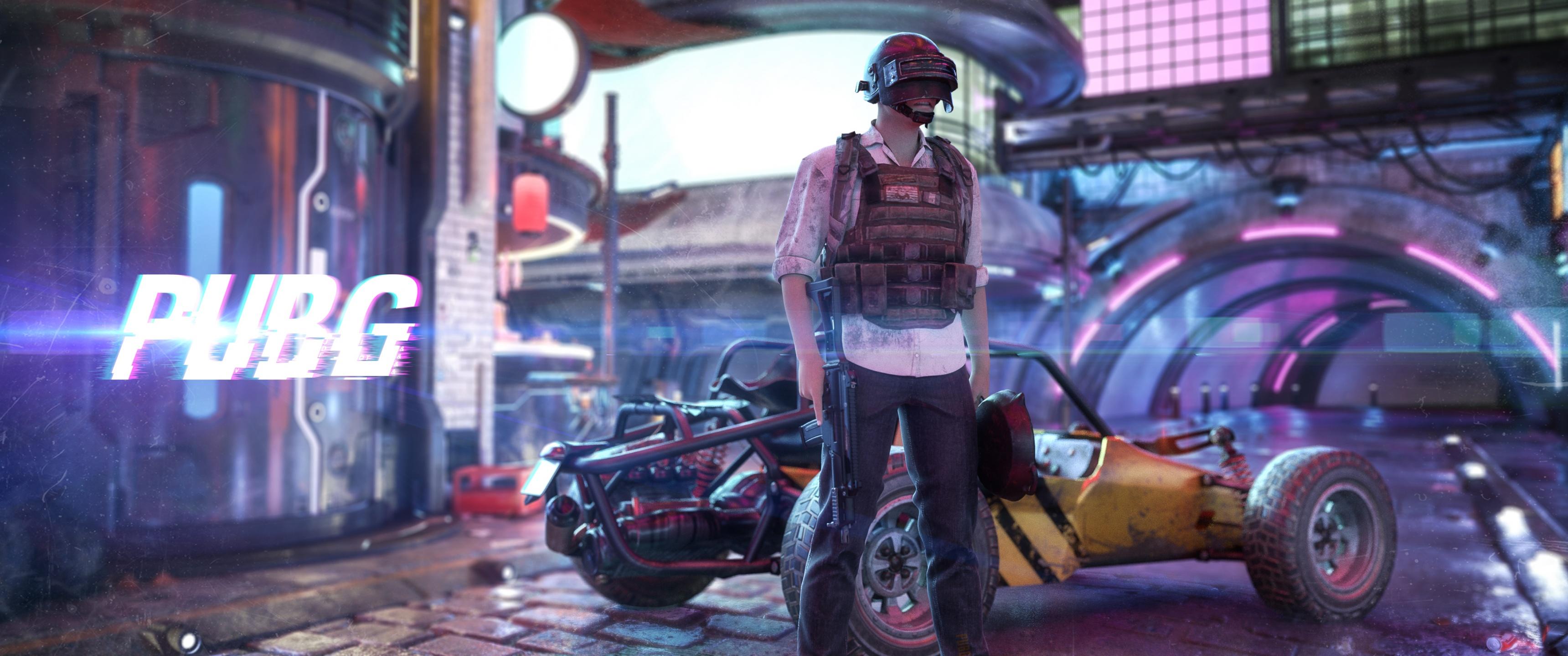 3440x1440 PUBG Wallpaper 4K, PlayerUnknown's Battlegrounds, Cyberpunk, Games