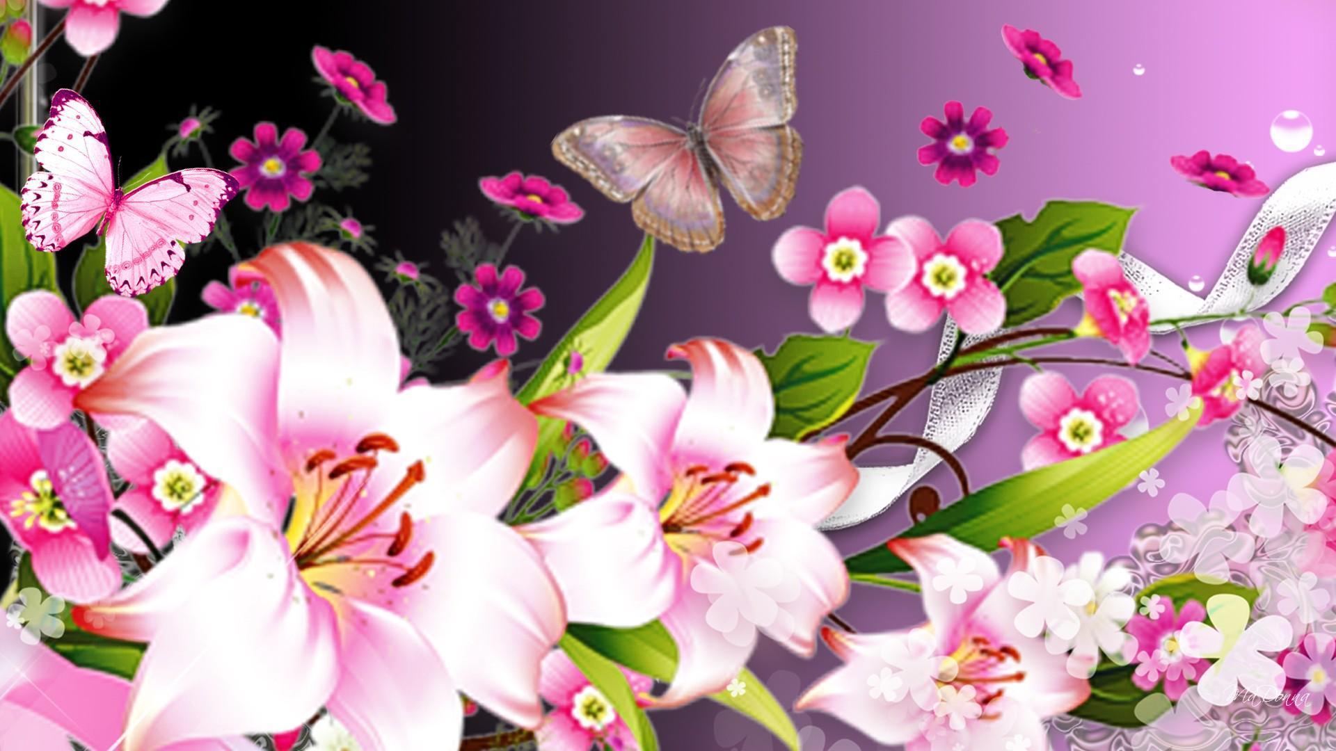 Bright Flowers and Butterflies Wallpapers - Top Free Bright Flowers and ...