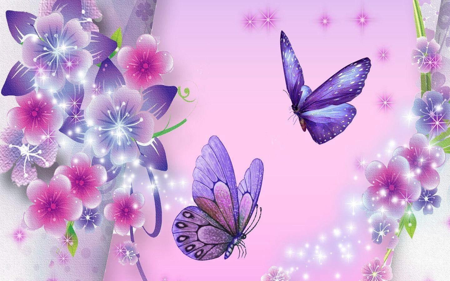 1440x900 Stars and Butterflies Wallpaper