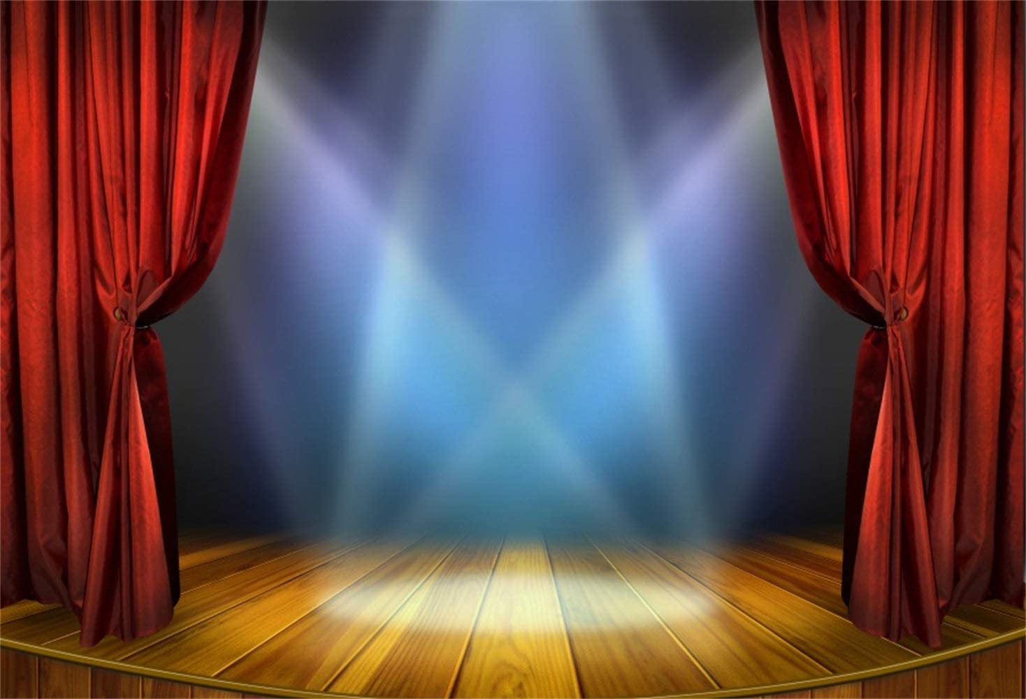 1468x1000 Amazon.com : Laeacco 10x7ft Bright Round Wooden Stage Backdrop Vinyl Bright Interlaced Spotlights Red Curtain Rustic Vintage Wooden Floor Background Performance Show Award Ceremony Banner Talent Show Shoot