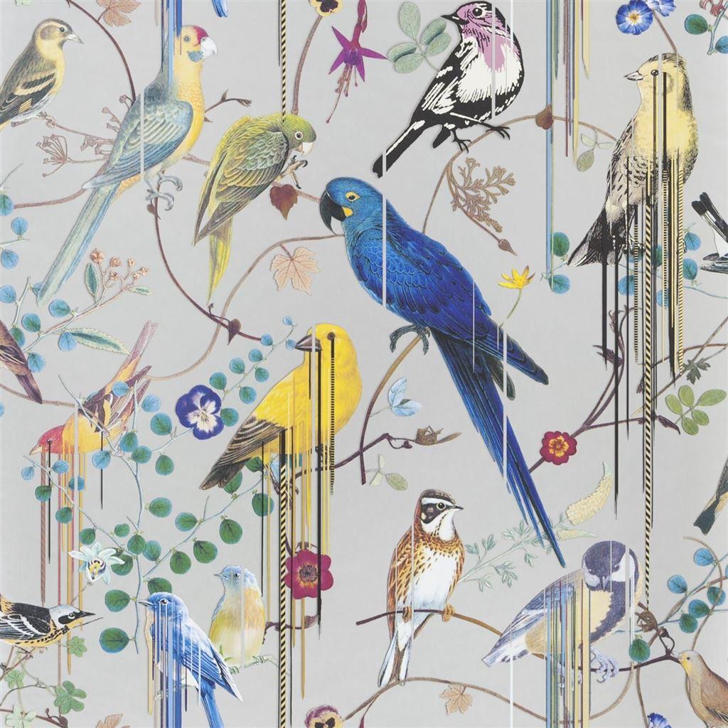 1024x1024 Christian Lacroix wallpaper Birds Sinfonia Argent