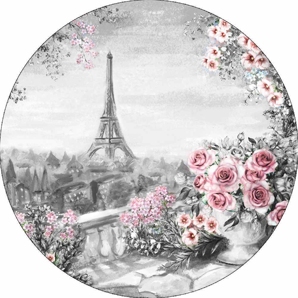 1000x1000 Allenjoy Paris Tower Green Watercolor Round Background Flowers Gifts Girl Birthday Events Wallpaper Photography Backdrop Banner. Background