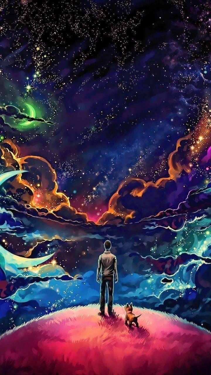720x1280 Insomniac Wallpaper Dump. Galaxy wallpaper, Man and dog, Art wallpaper