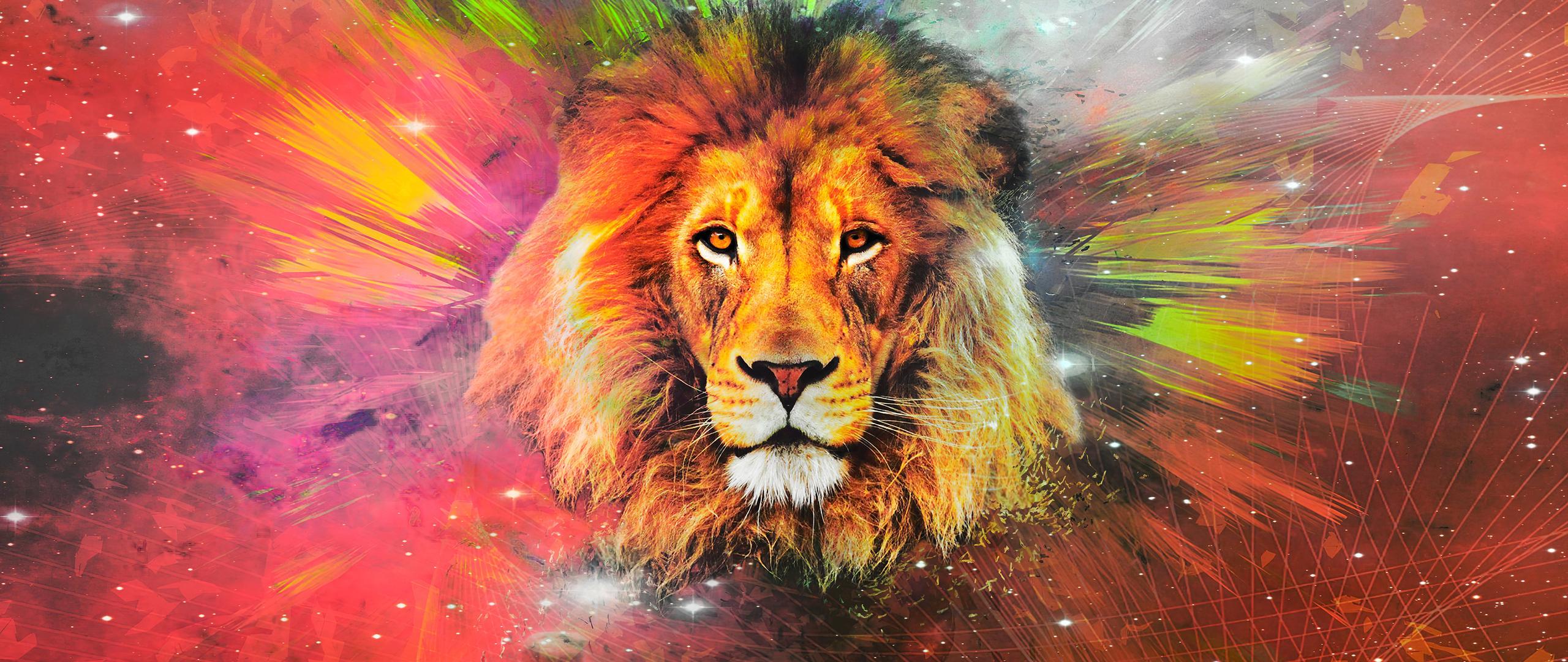 2560x1080 Lion Galaxy Art 4k 2560x1080 Resolution HD 4k Wallpaper, Image, Background, Photo and Picture