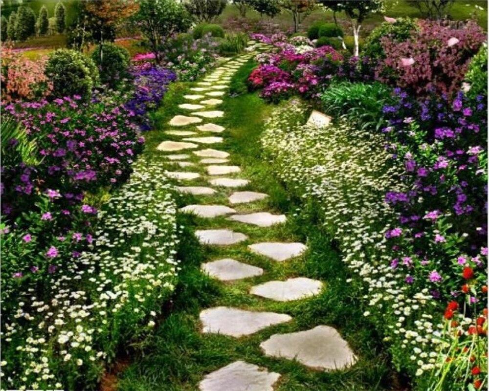 1000x800 beibehang Custom Aesthetic Flower Path Meadow Wallpaper Home Decoration Toilet Bathroom Bedroom 3D Floor Mural wallpaper 3D. Wallpaper