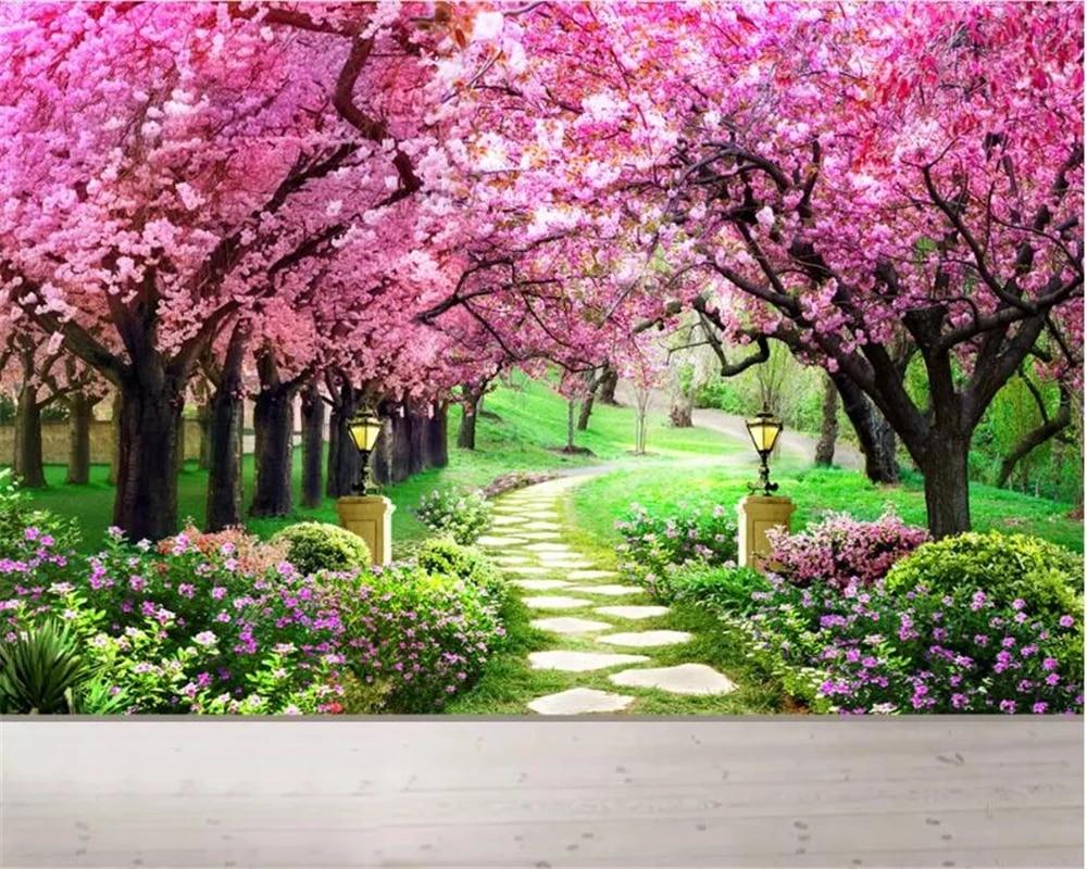 1000x800 Beibehang Custom 3 photo wallpaper cherry blossom forest garden path natural scenery wall papers home decor papel de parede. Wallpaper