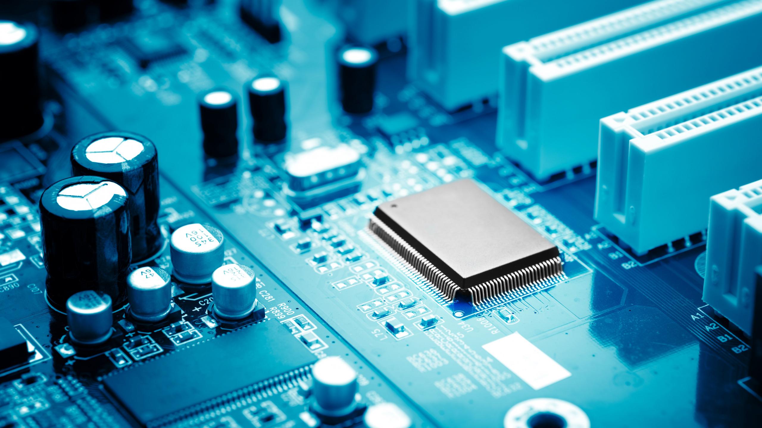 2560x1440 Download Wallpaper Blue, Electronic Circuits, Components, Section Hi Tech In Resolution 2560x1440