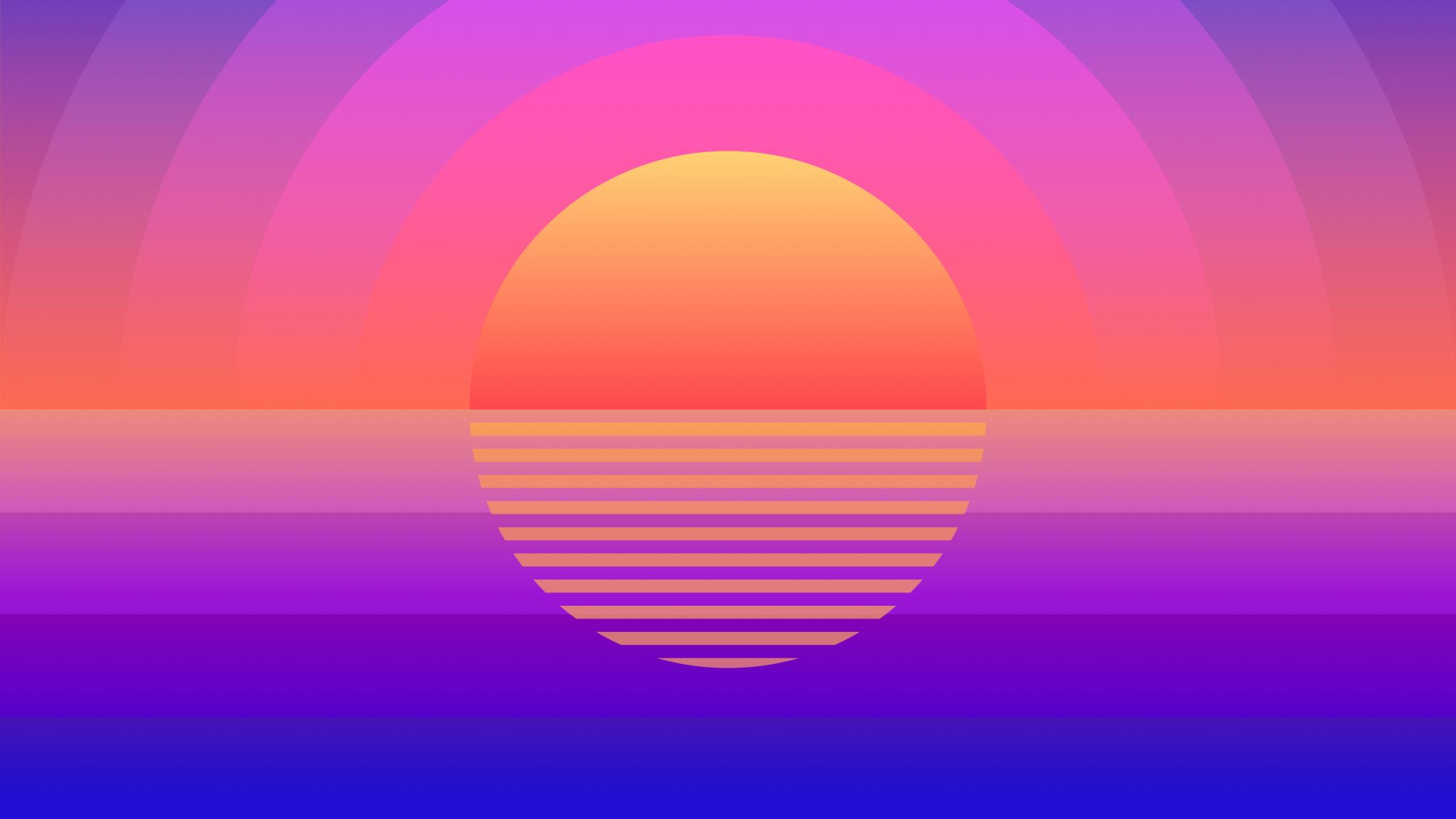 2048x1152 Download 2048x1152 wallpaper sun, retro art, geometric, dual wide, widescreen, 2048x1152 HD image, background, 21967