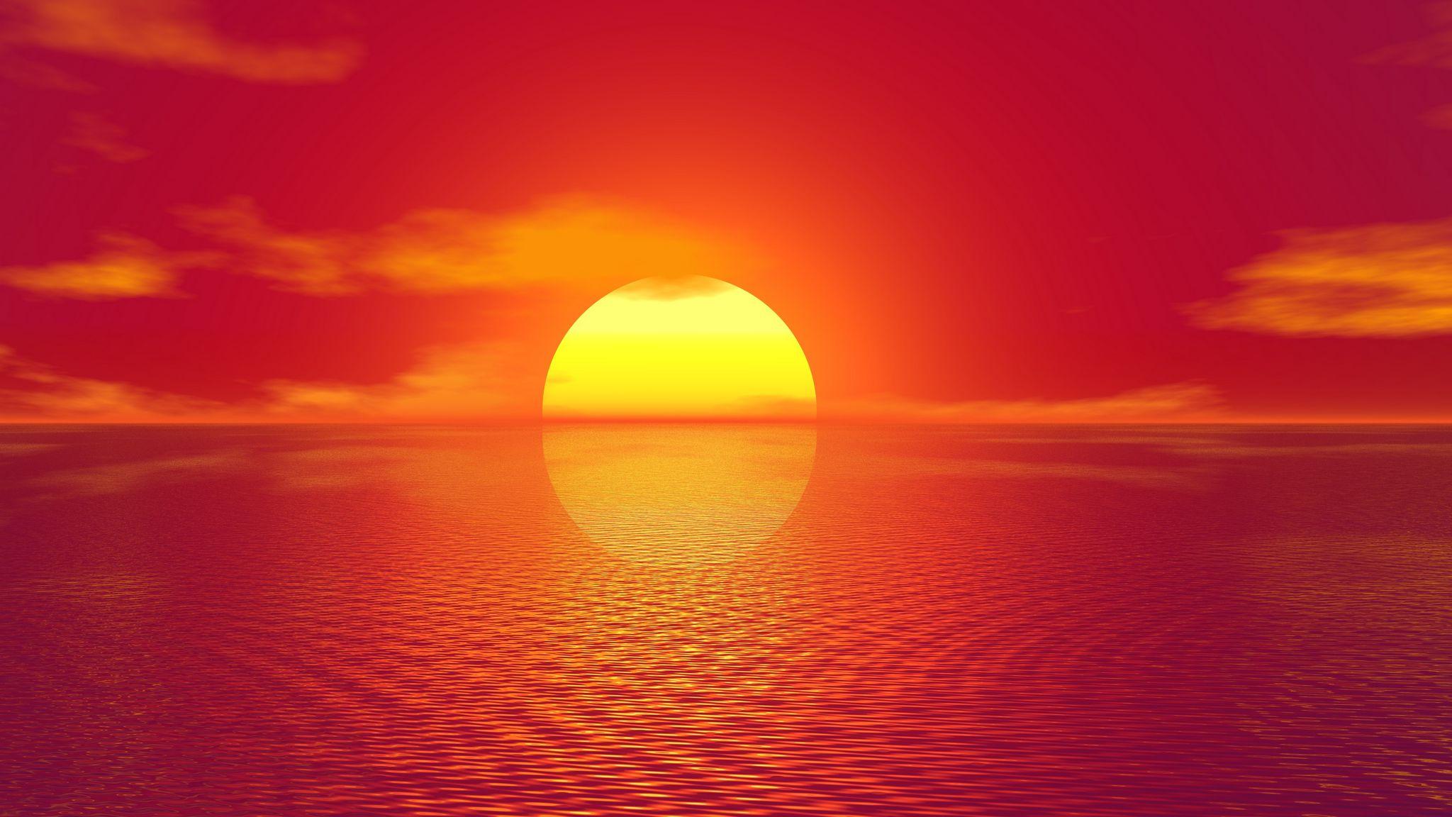 2048x1152 Download wallpaper 2048x1152 sunset, horizon, sun, photohop, bright ultrawide monitor HD background