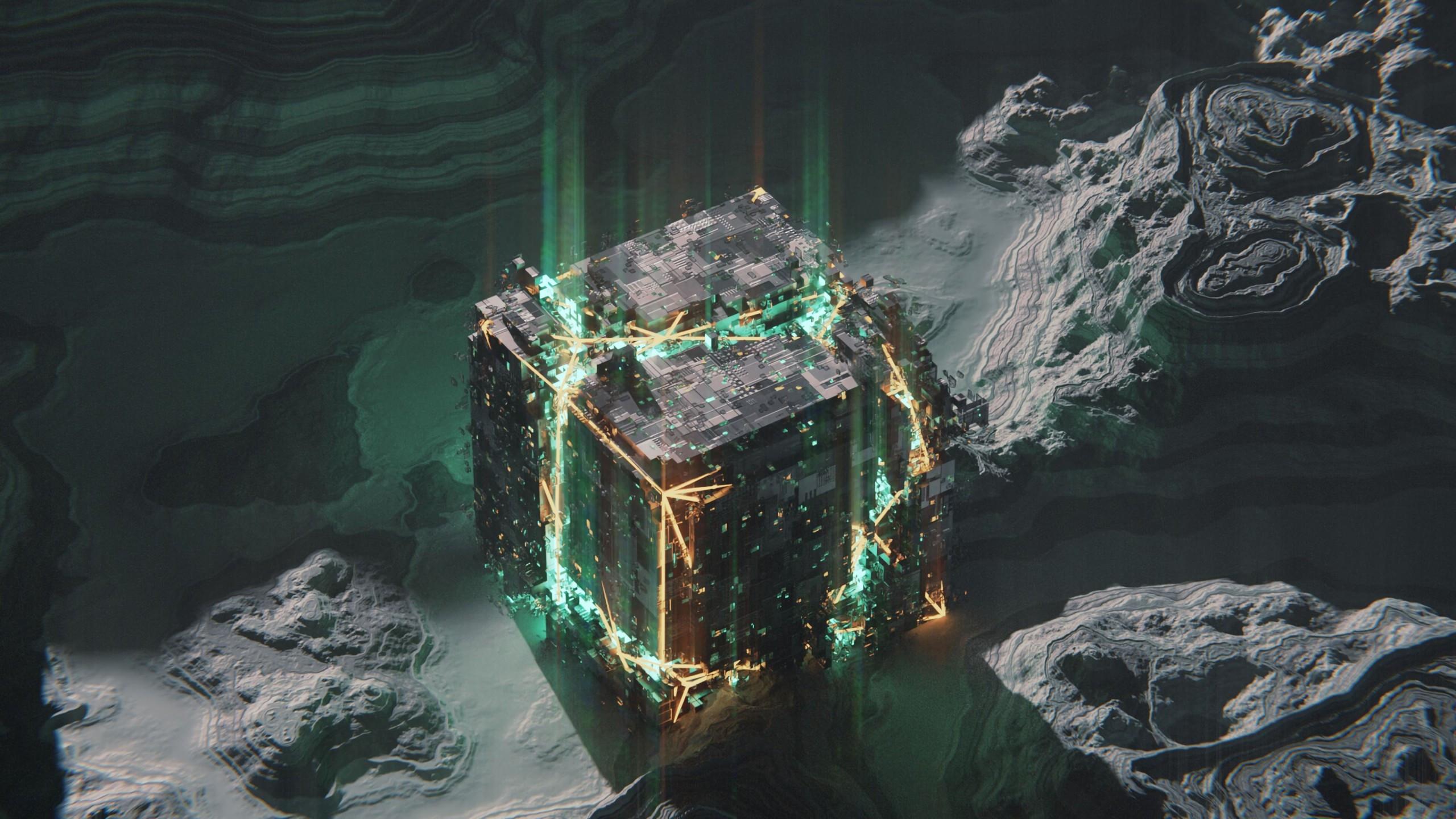 2560x1440 Download 2560x1440 Circuit, High Tech, Futuristic, Glowing, Chip, Surface Wallpaper for iMac 27 inch