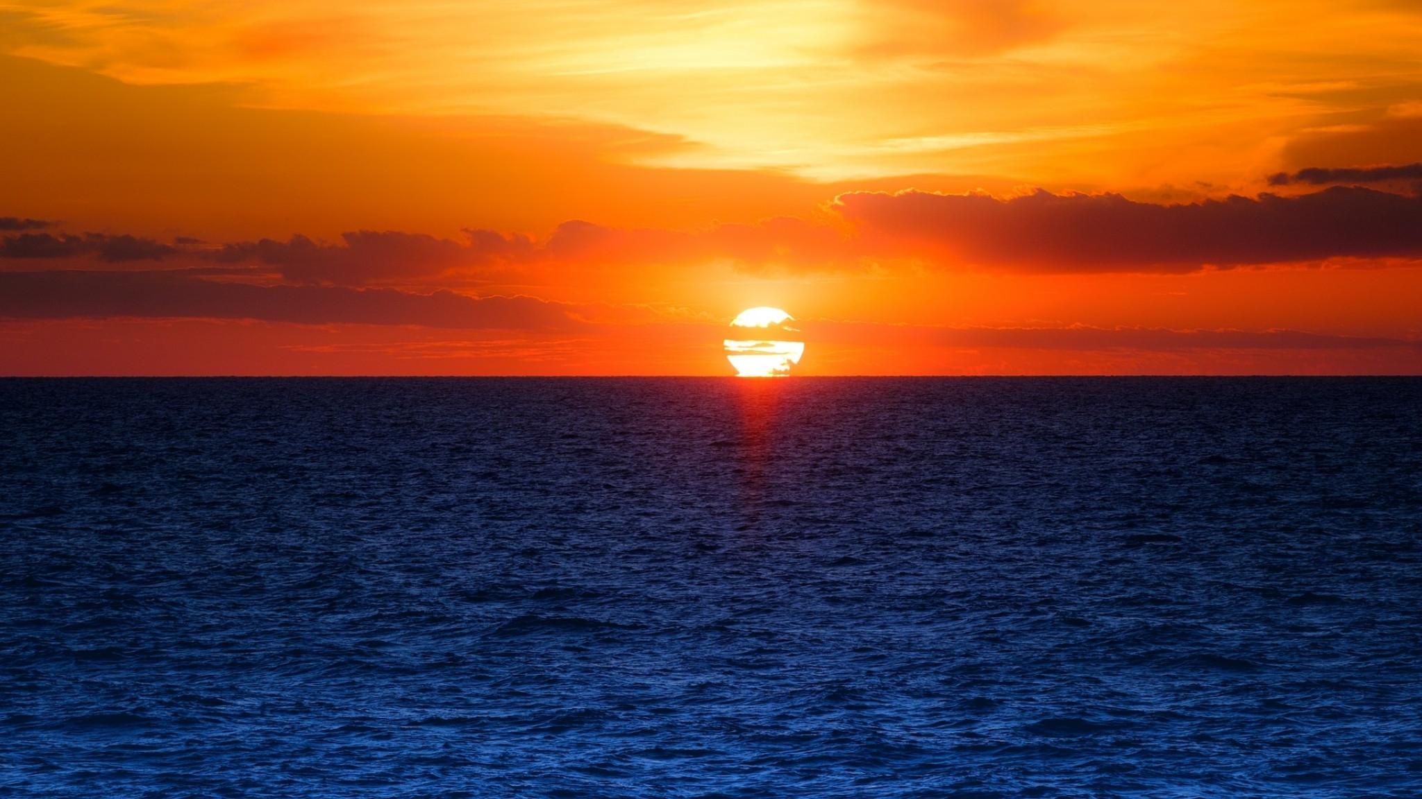 2048x1152 Ocean Sunset Photography 2048x1152 Resolution Wallpaper, HD Nature 4K Wallpaper, Image, Photo and Background