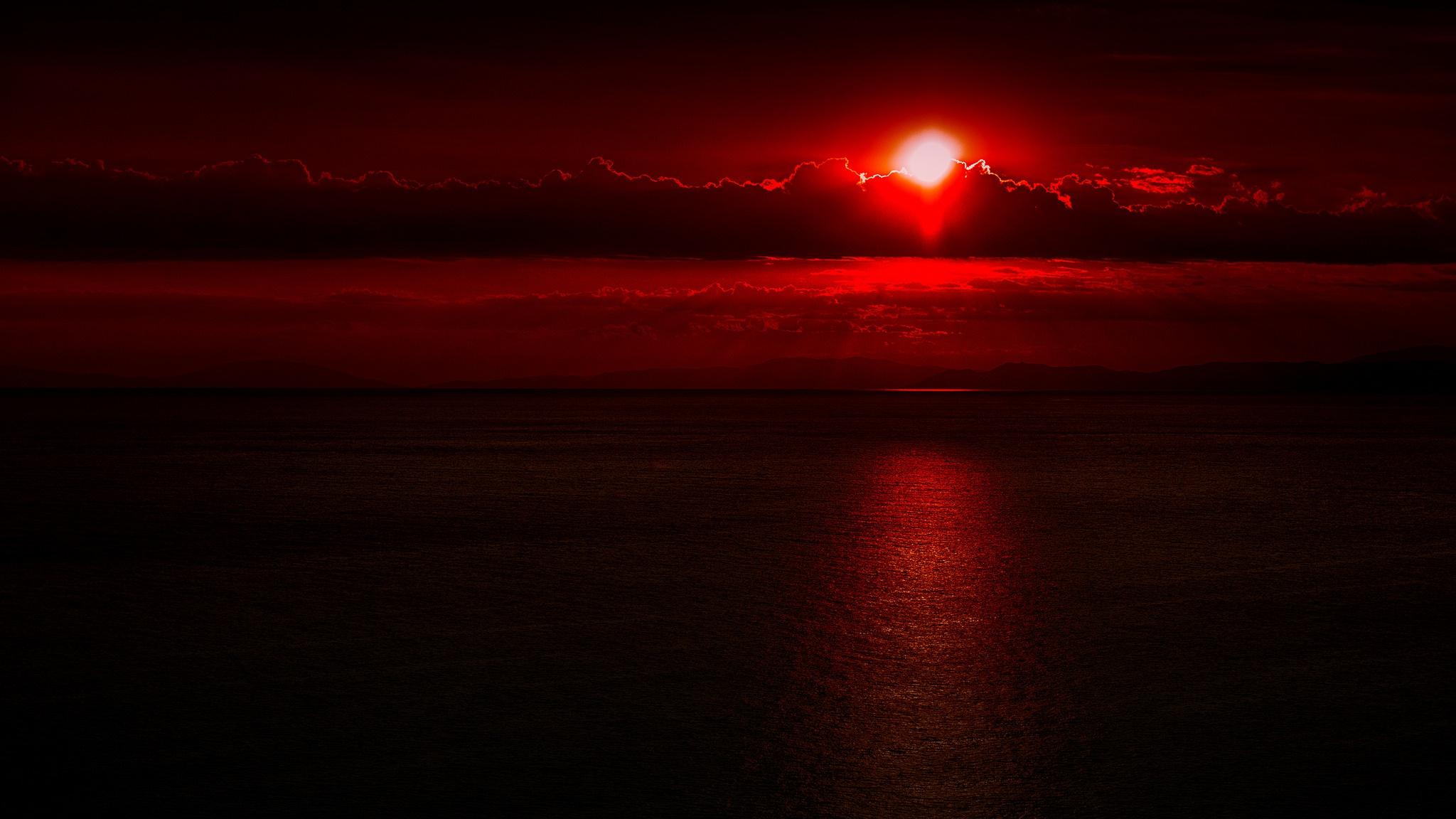2048x1152 Cloud Horizon Nature Red Sky Sun Sunset Wallpaper:2048x1152
