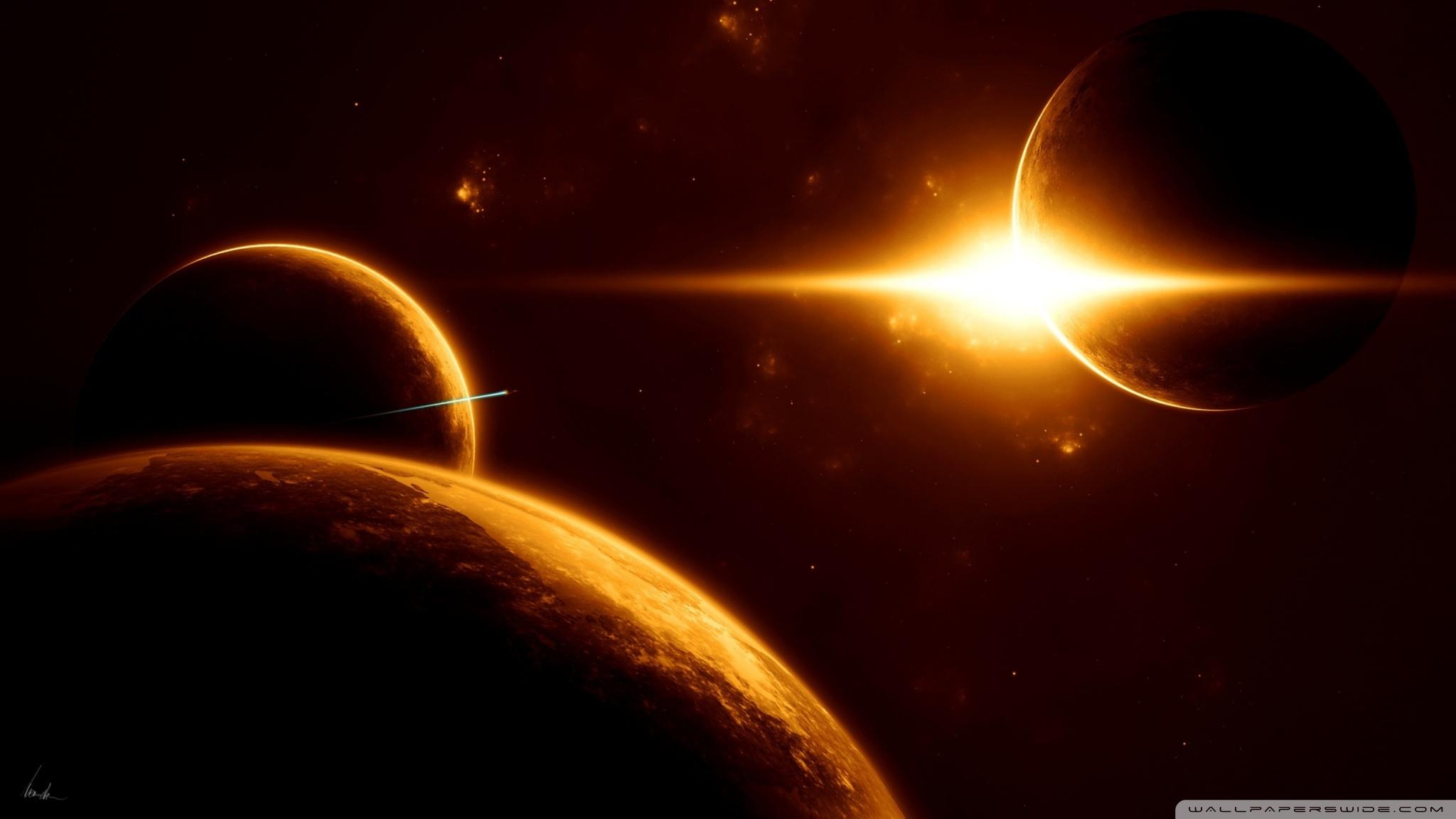 2048x1152 Planets And Sun Ultra HD Desktop Background Wallpaper for 4K UHD TV : Tablet